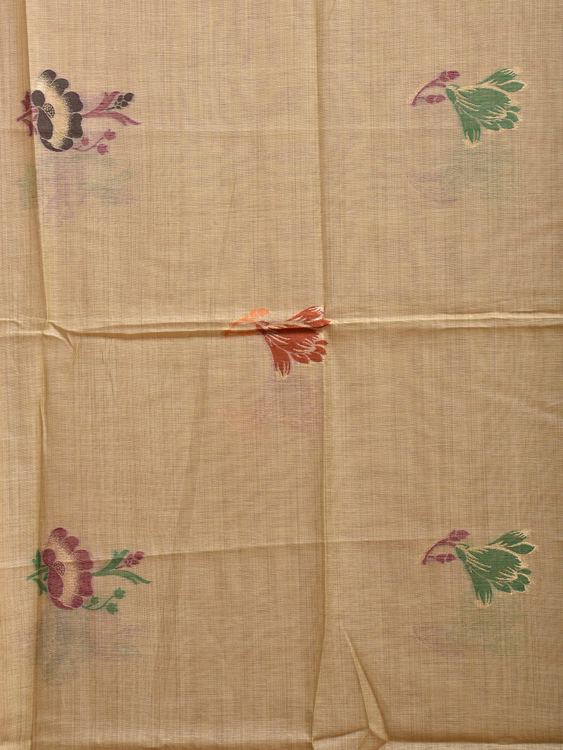 Cream Dhakai Jamdani Cotton Viscose Saree with Buta and Floral Pallu Design dj0200