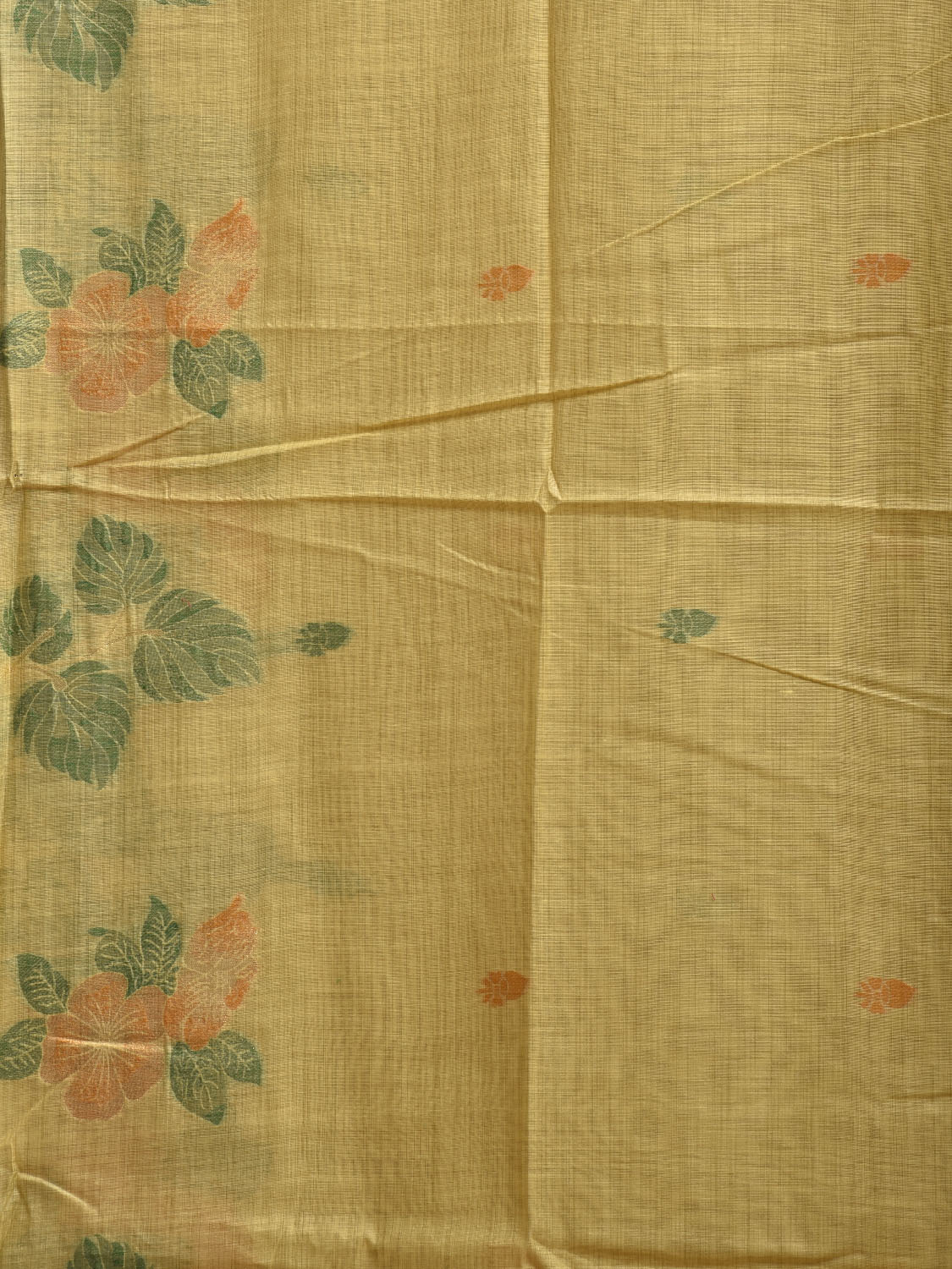 Yellow Dhakai Jamdani Cotton Viscose Saree with Floral Border and Pallu Design dj0203