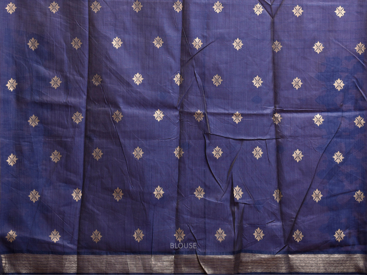 White and Dark Blue Dhakai Jamdani Cotton Viscose Saree with Geometric Border and Pallu Design dj0208