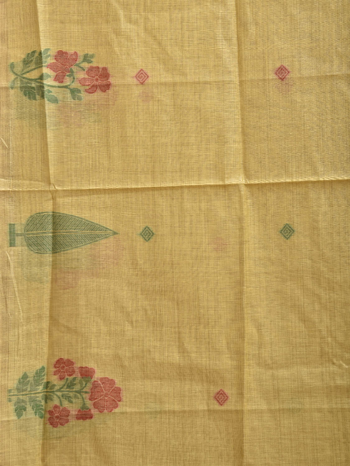 Yellow Dhakai Jamdani Cotton Viscose Saree with Floral Border and Pallu Design dj0211