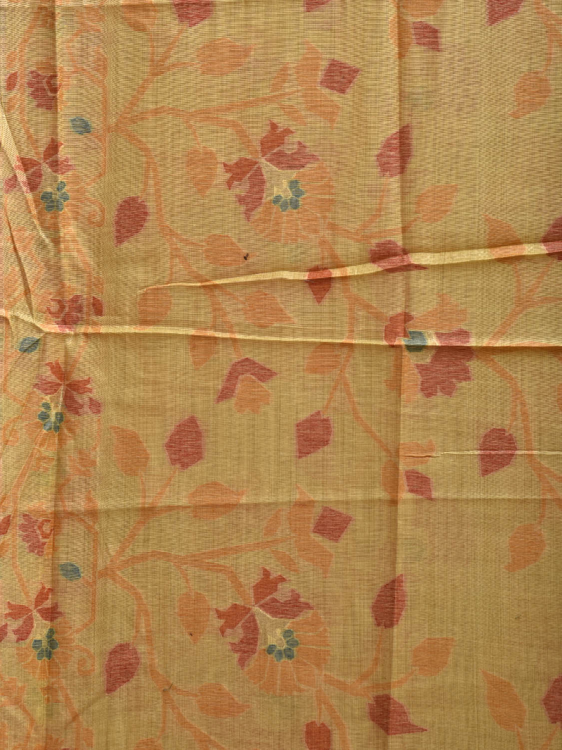Yellow Dhakai Jamdani Cotton Viscose Saree with Floral Border and Pallu Design dj0220