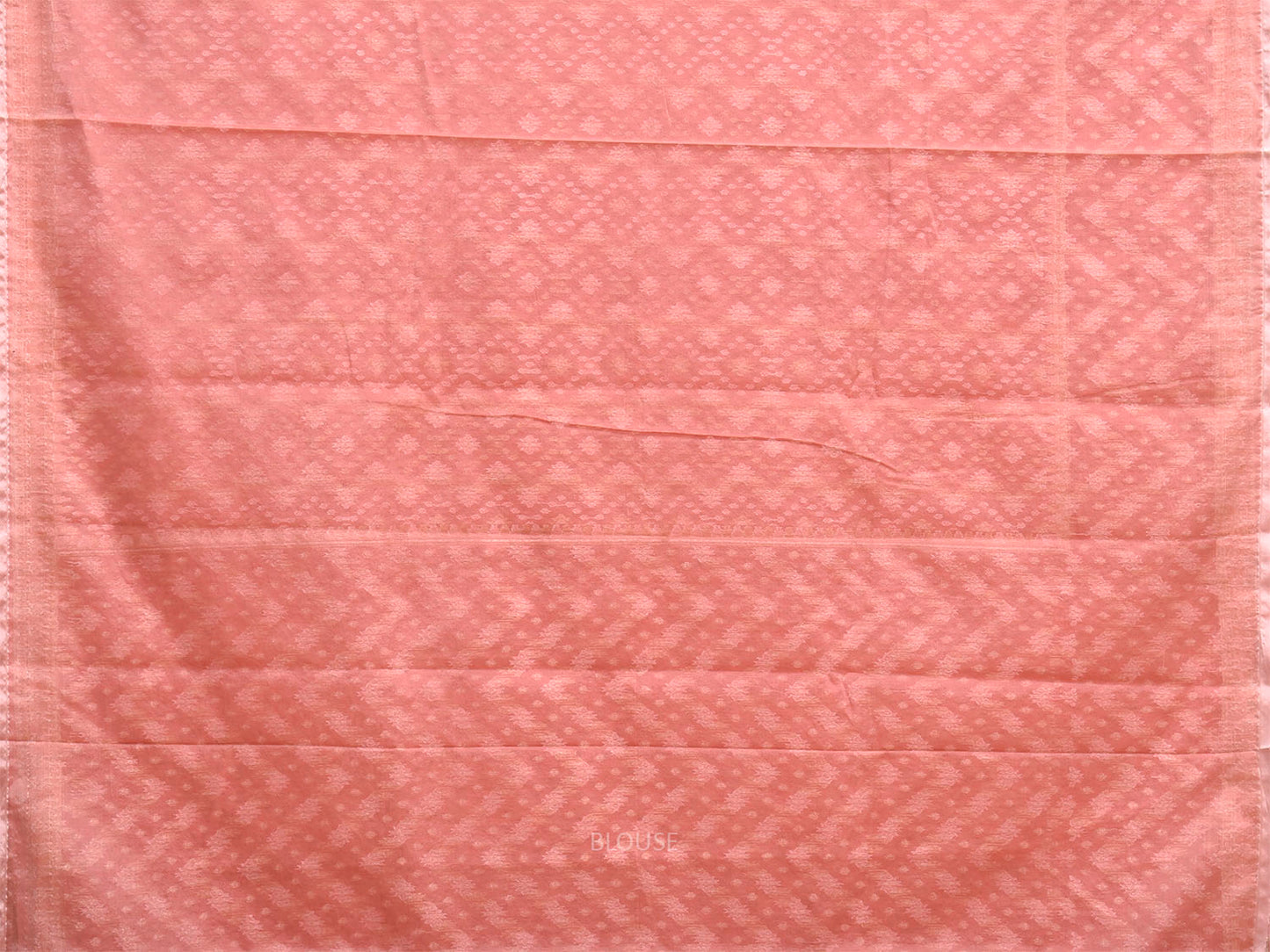 Peach Dhakai Jamdani Cotton Viscose Saree with All Over Zig-Zag Design dj0222