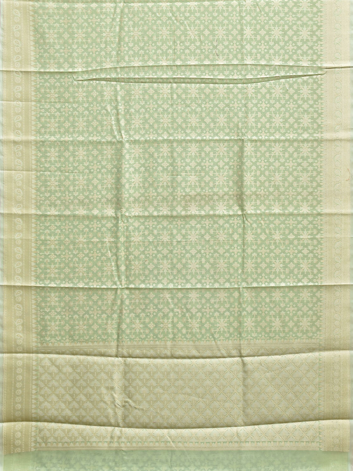 Light Green Dhakai Jamdani Cotton Viscose Saree with All Over Grill Design dj0223