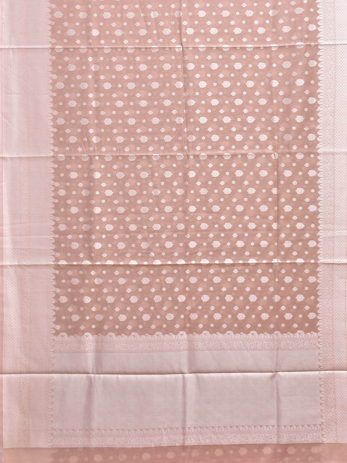 Light Peach Dhakai Jamdani Cotton Viscose Saree with Small Buta and Border Design dj0231