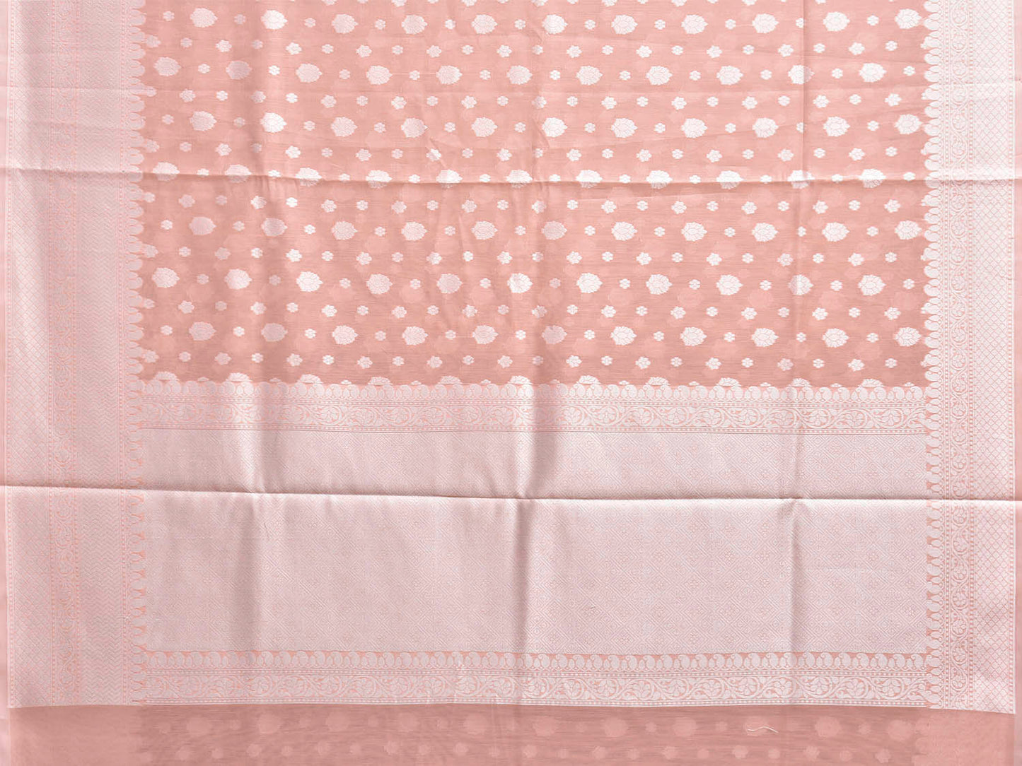 Light Peach Dhakai Jamdani Cotton Viscose Saree with Small Buta and Border Design dj0231