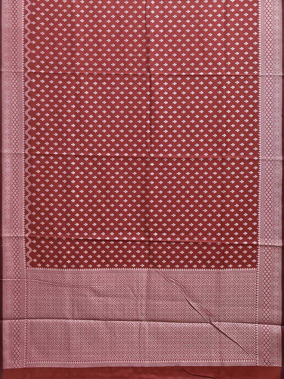 Maroon Dhakai Jamdani Cotton Viscose Saree with Small Buta and Pallu Design dj0235
