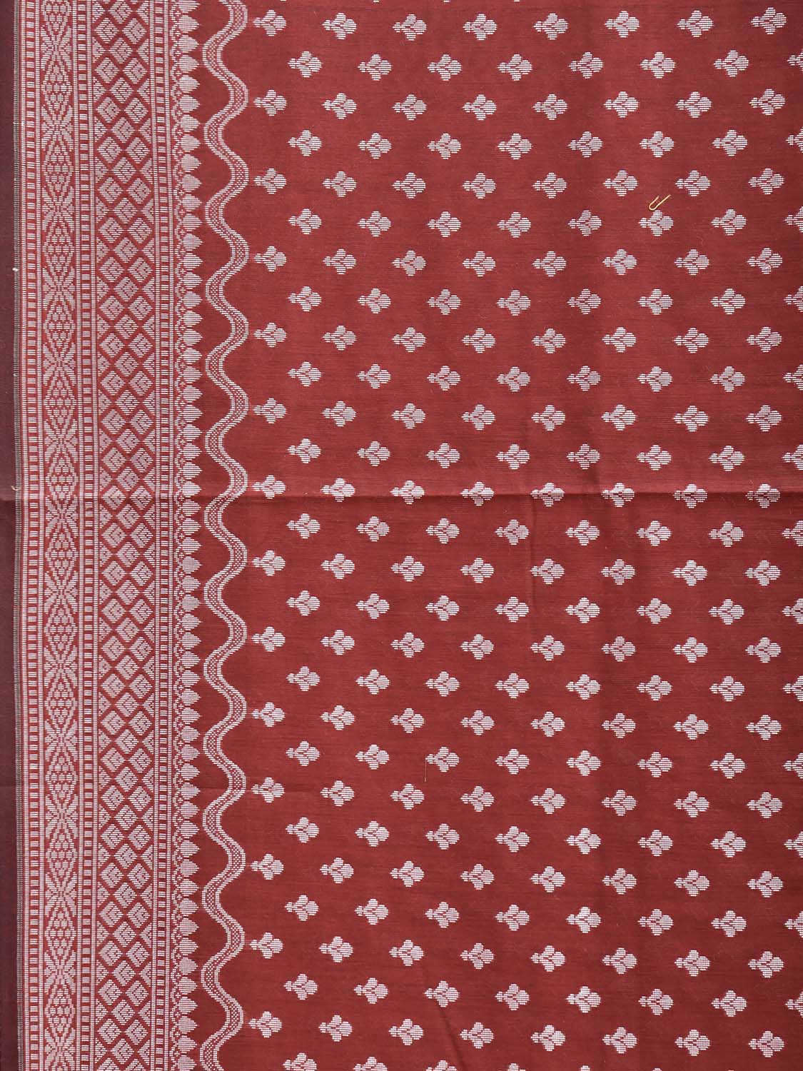 Maroon Dhakai Jamdani Cotton Viscose Saree with Small Buta and Pallu Design dj0235