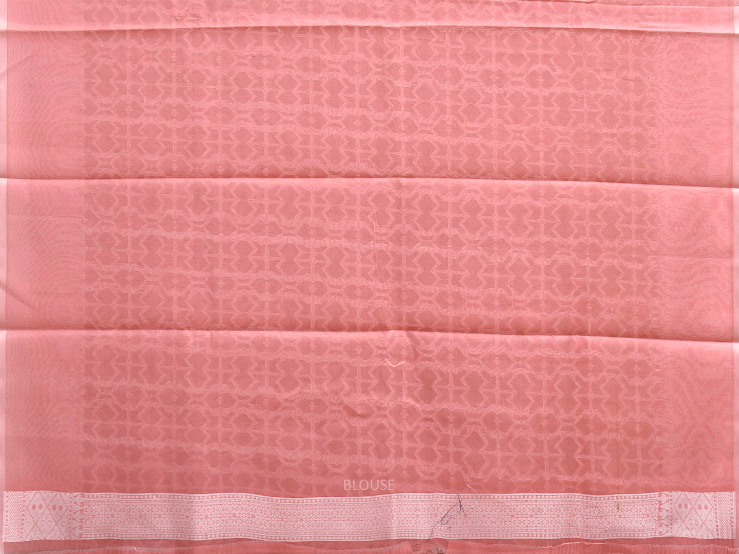 Peach Dhakai Jamdani Cotton Viscose Saree with Geometric and Pallu Design dj0237