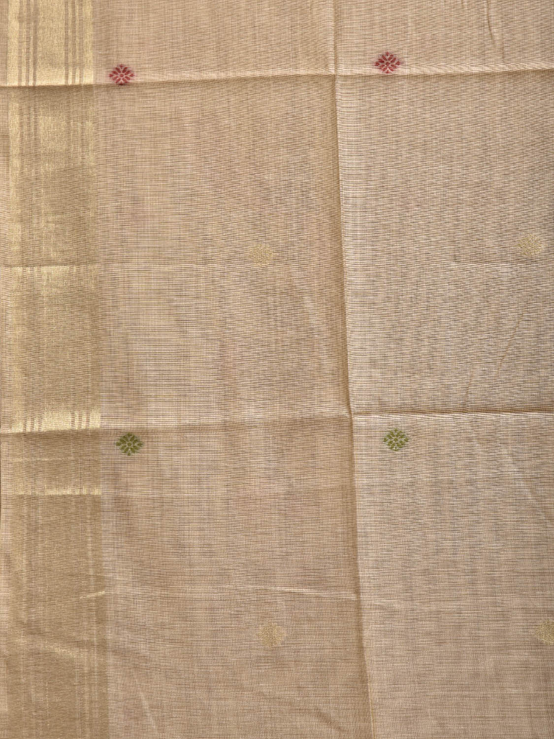 Cream Dhakai Jamdani Cotton Viscose Saree with Lotus Flowers and Birds Pallu Design dj0241
