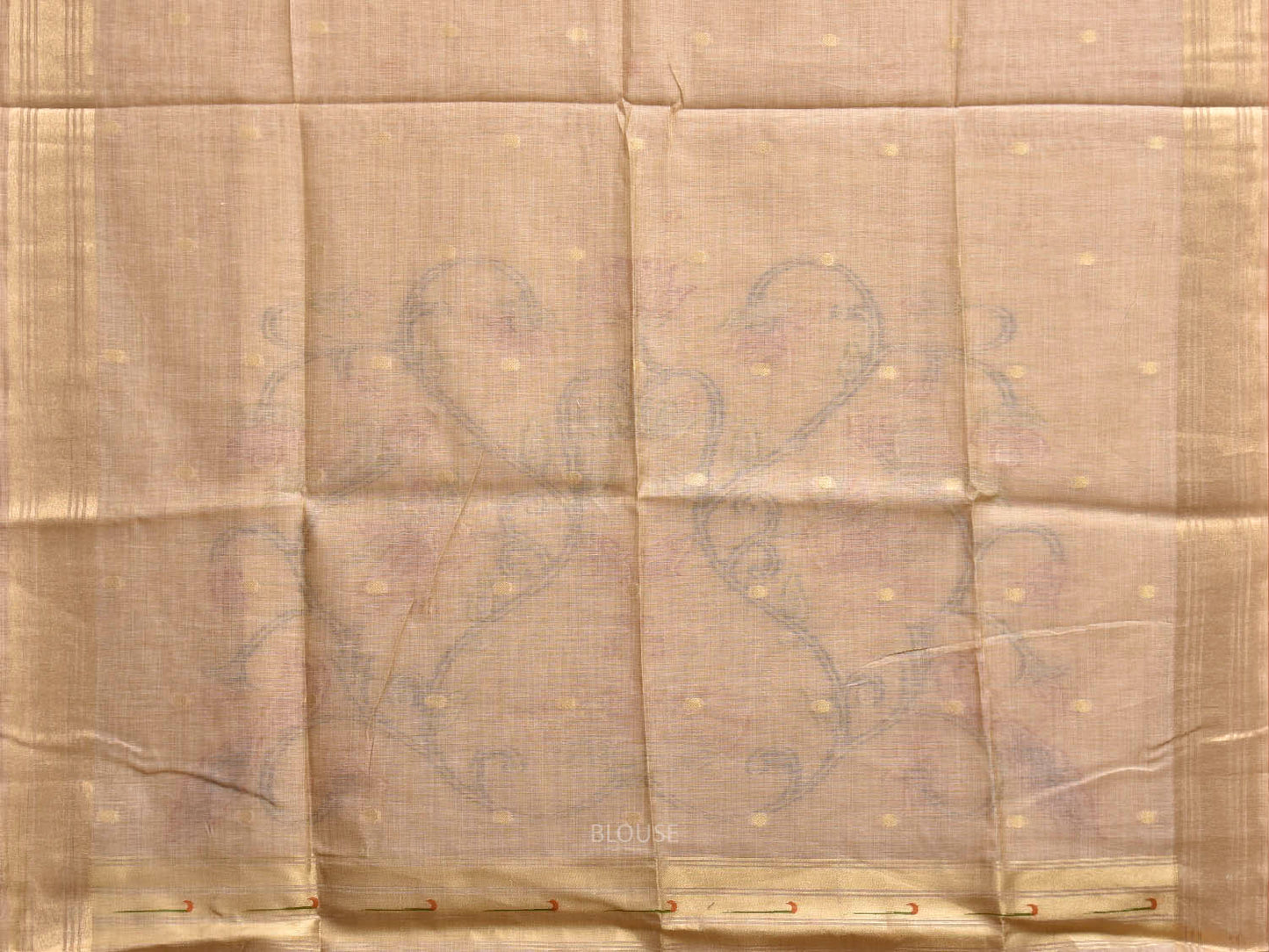 Cream Dhakai Jamdani Cotton Viscose Saree with Lotus Flowers and Birds Pallu Design dj0241