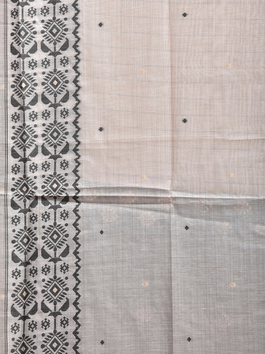 White and Grey Dhakai Jamdani Cotton Viscose Saree with Border and Pallu Design dj0242