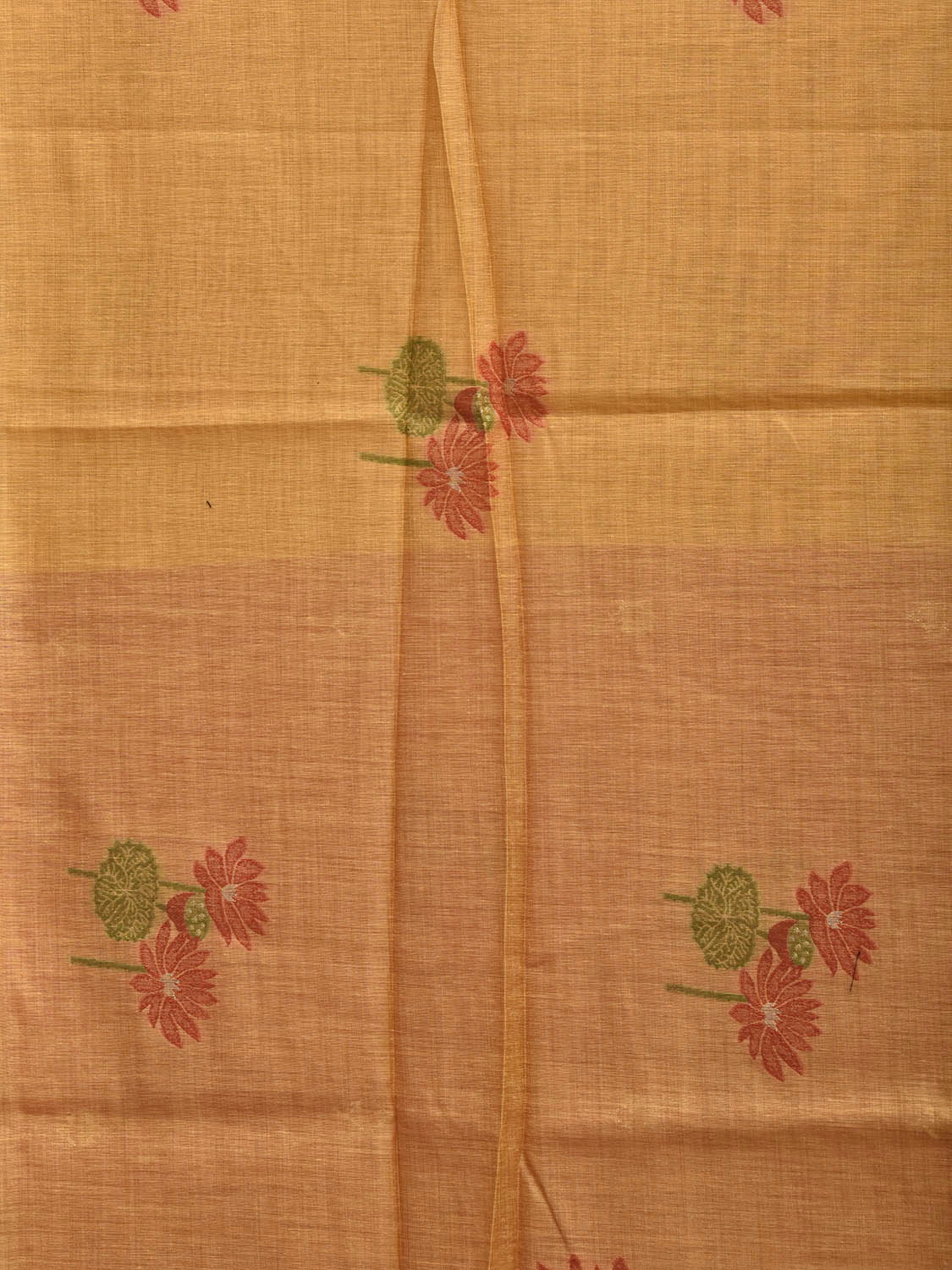 Yellow Dhakai Jamdani Cotton Viscose Saree with Lotus Pond Pallu Design dj0245