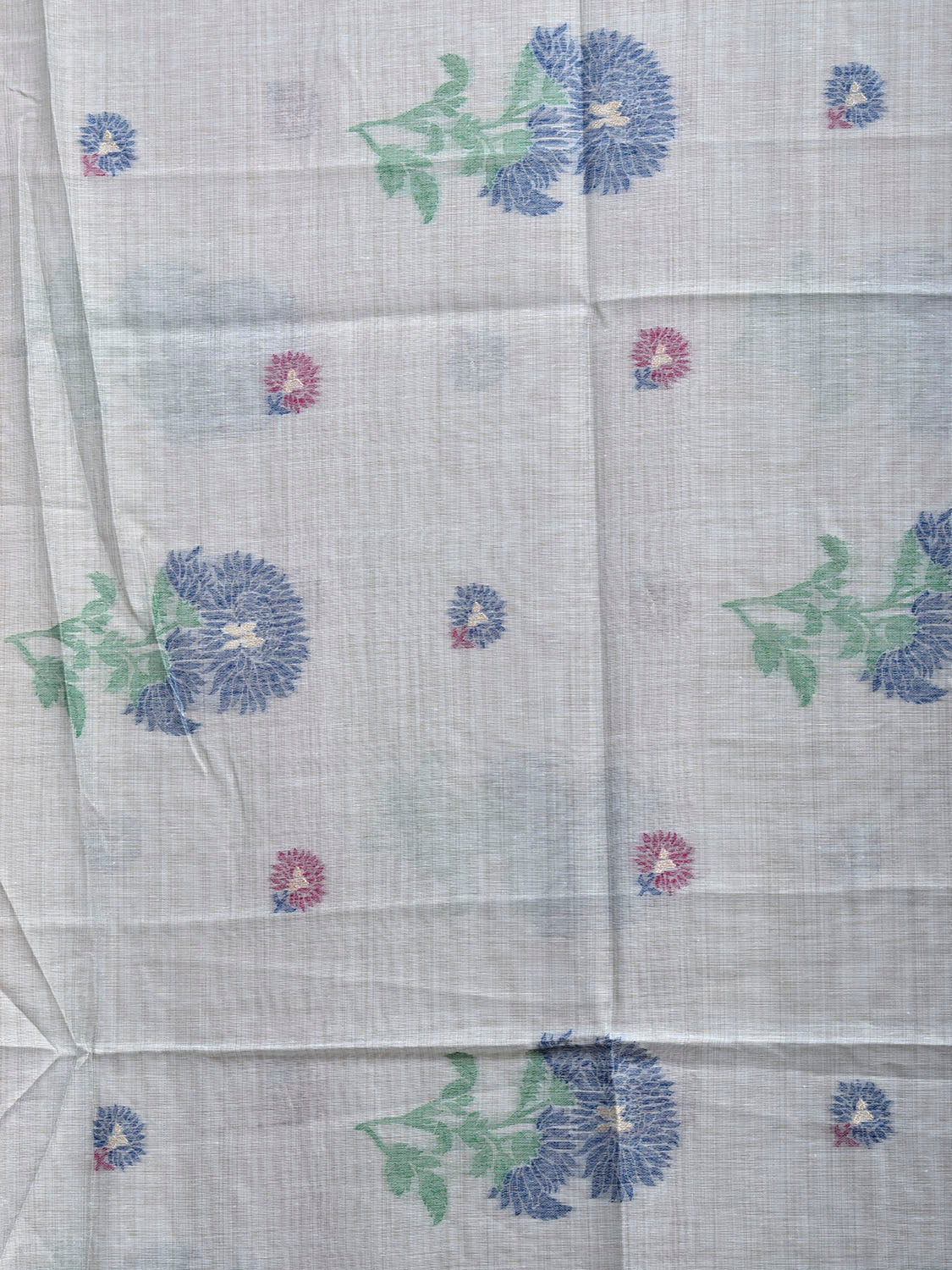 Light Blue Dhakai Jamdani Cotton Viscose Saree with Floral Buta and Pallu Design dj0246
