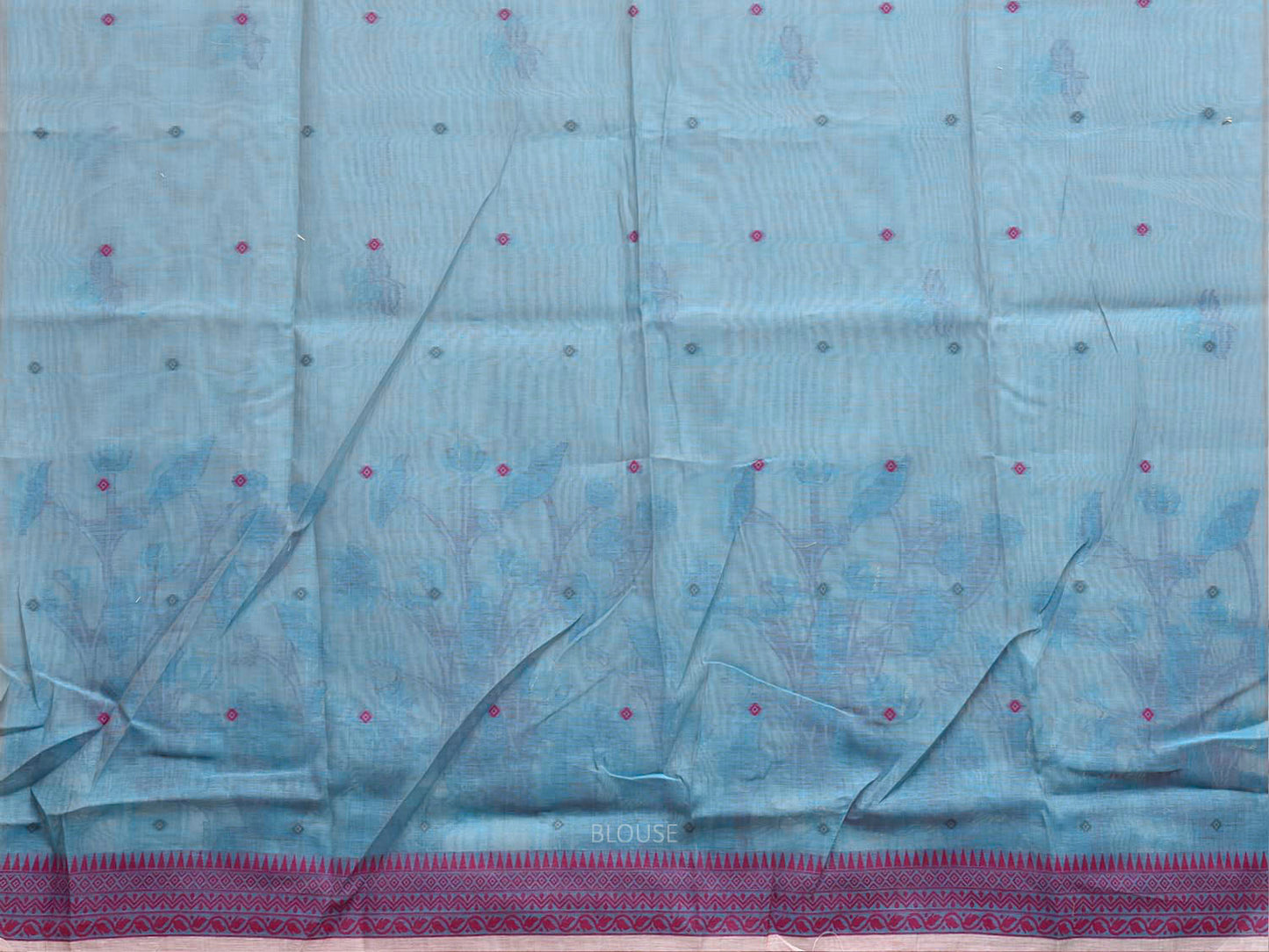 Beige Dhakai Jamdani Cotton Viscose Saree with Cows and Plants Pallu Design dj0254