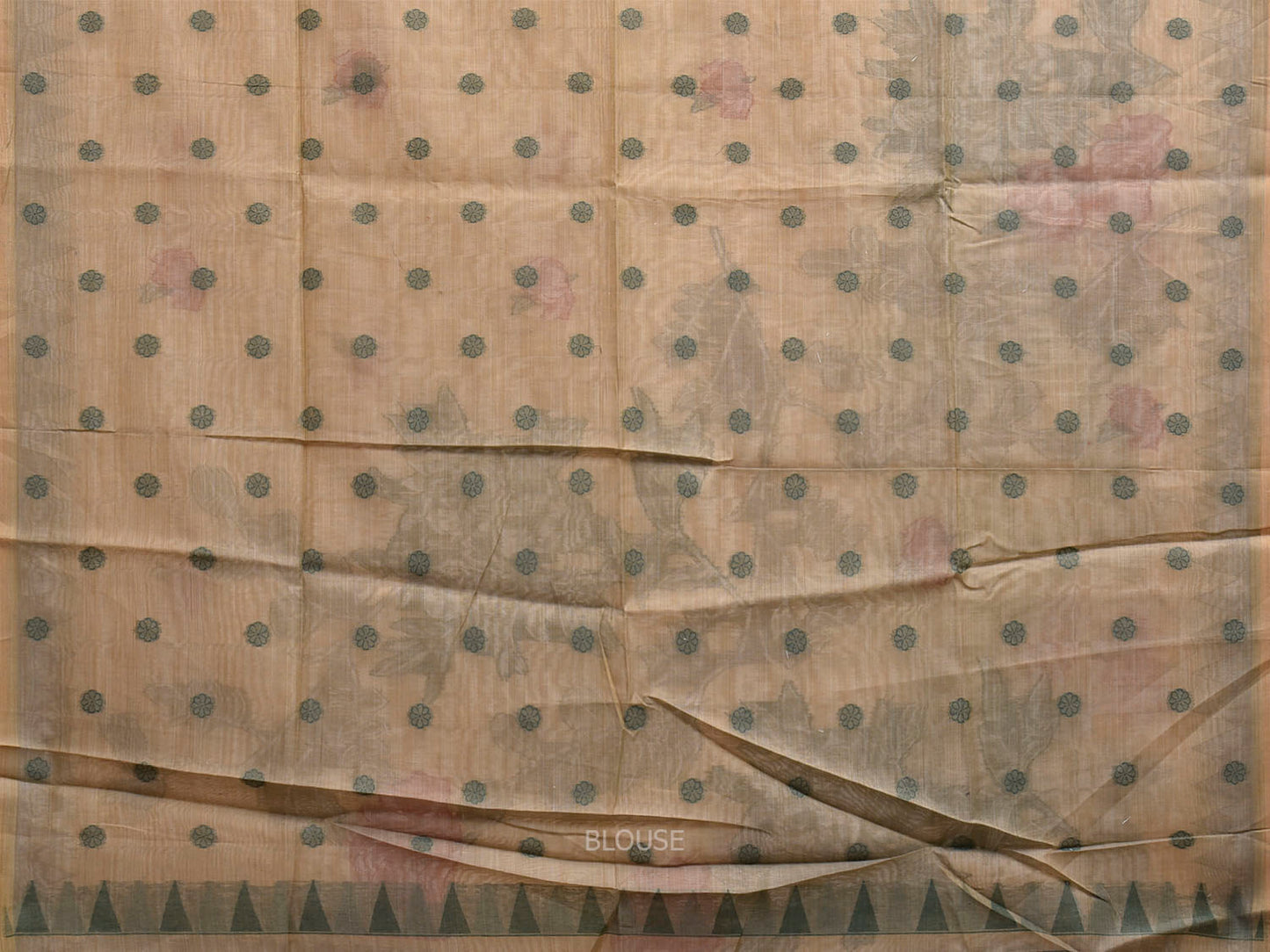 Cream Dhakai Jamdani Cotton Viscose Saree with Floral Pallu and Border Design dj0260