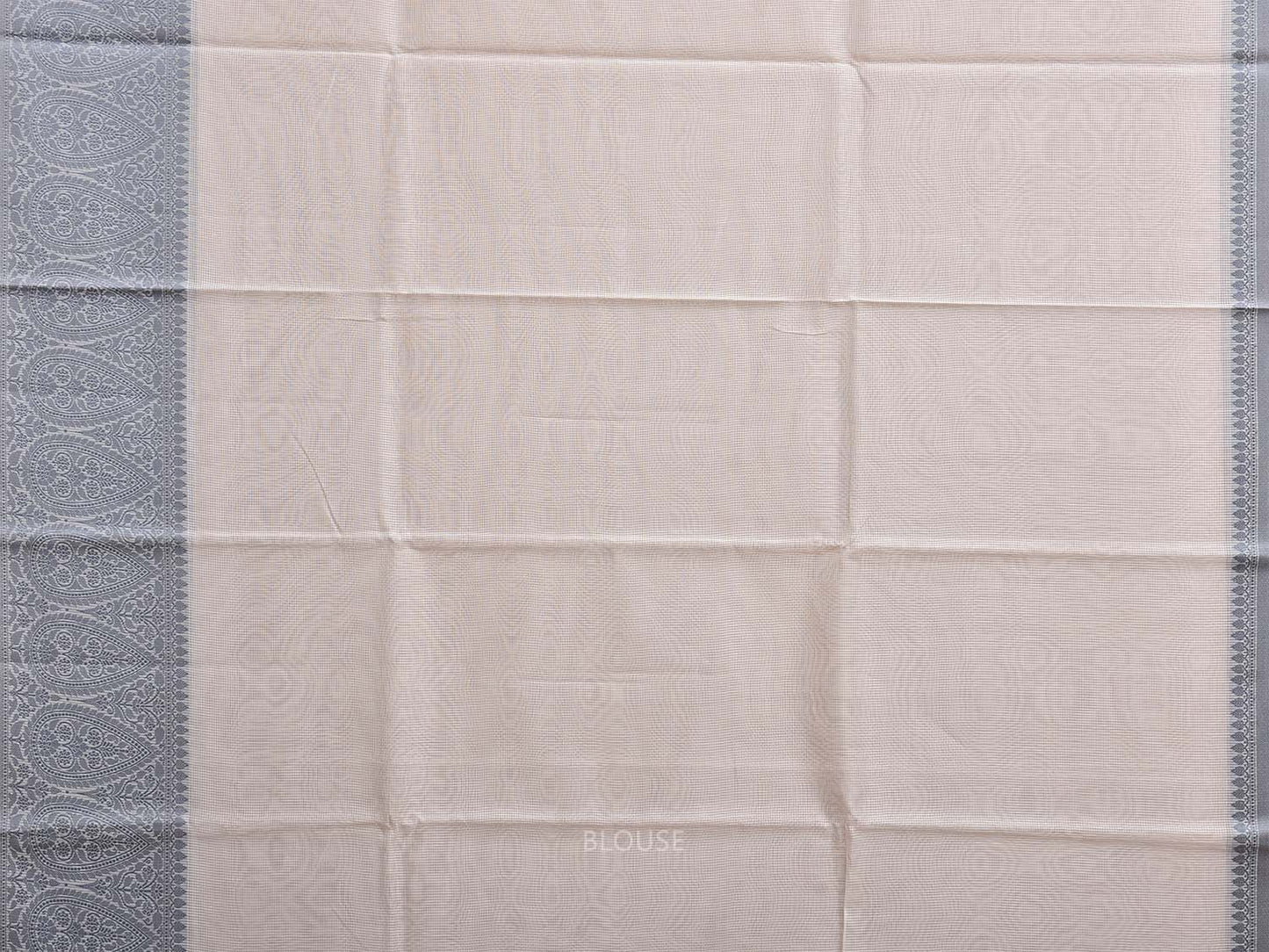 White and Grey Dhakai Jamdani Cotton Viscose Kota Saree with Border Design dj0278