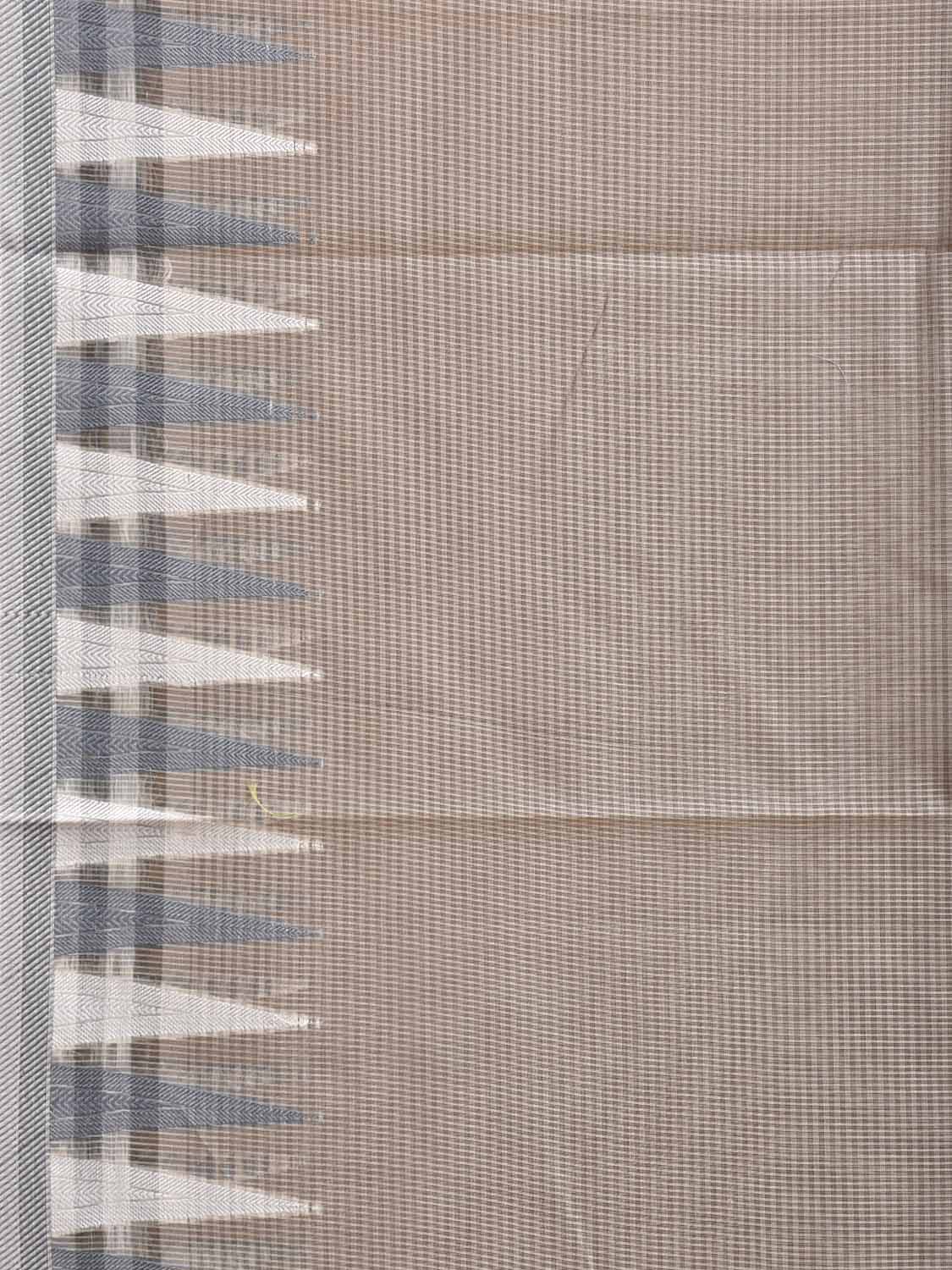 Light Brown and White Dhakai Jamdani Cotton Viscose Kota Saree with Small Checks and Temple Border Design dj0279
