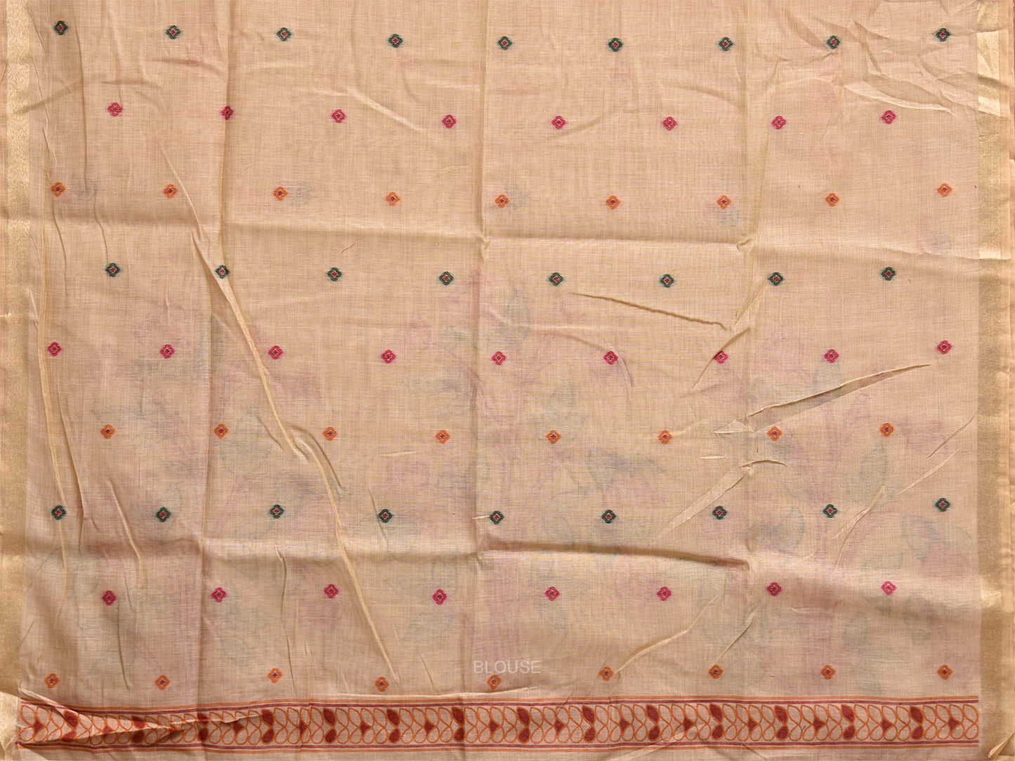 Cream Dhakai Jamdani Cotton Viscose Saree with Floral Pallu Design dj0292