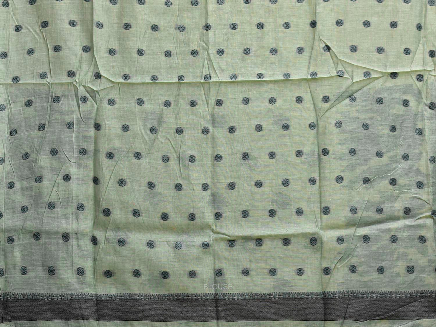 Sea Green Dhakai Jamdani Cotton Viscose Saree with Floral Pallu and Border Design dj0308