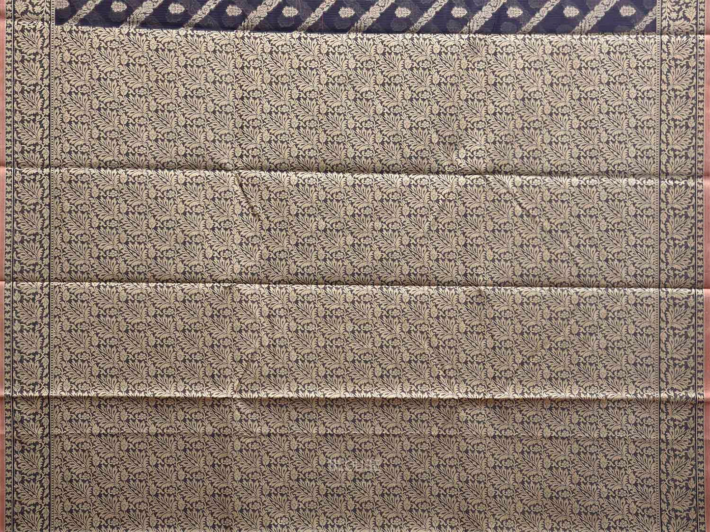Navy Dhakai Jamdani Cotton Viscose Saree with Diagonal and Pasley Border-Pallu Design dj0315