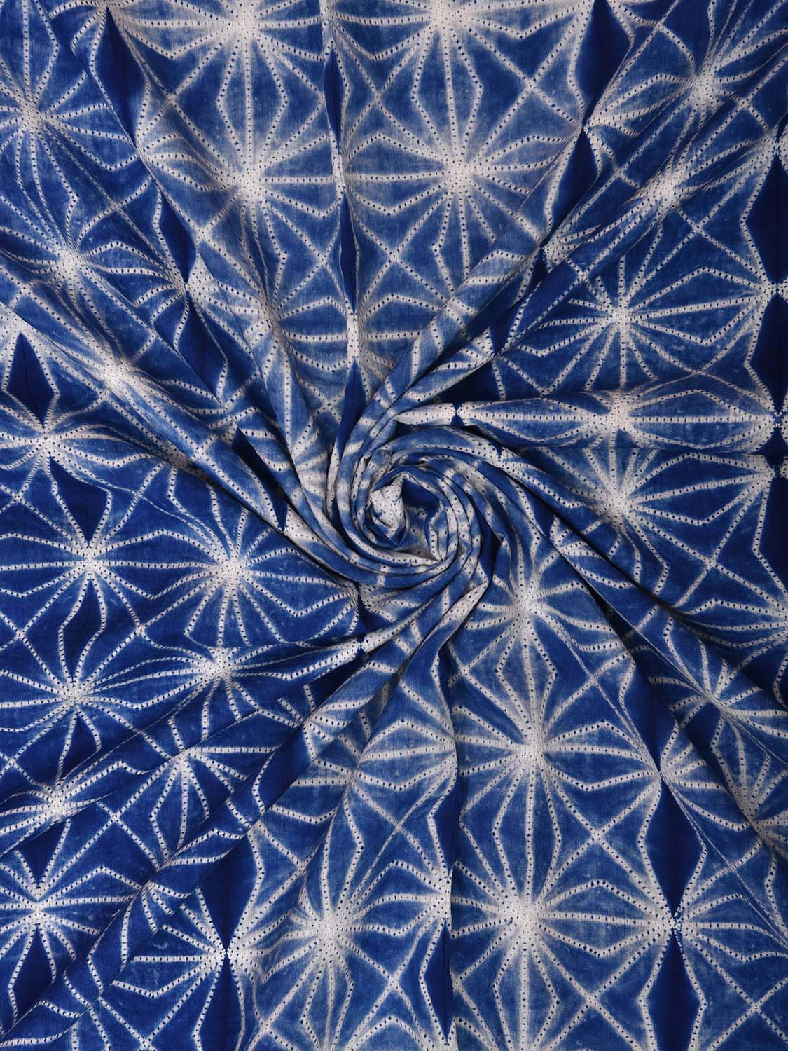 Blue Shibori Cotton Handloom Fabric Top with Grill Design dm0061
