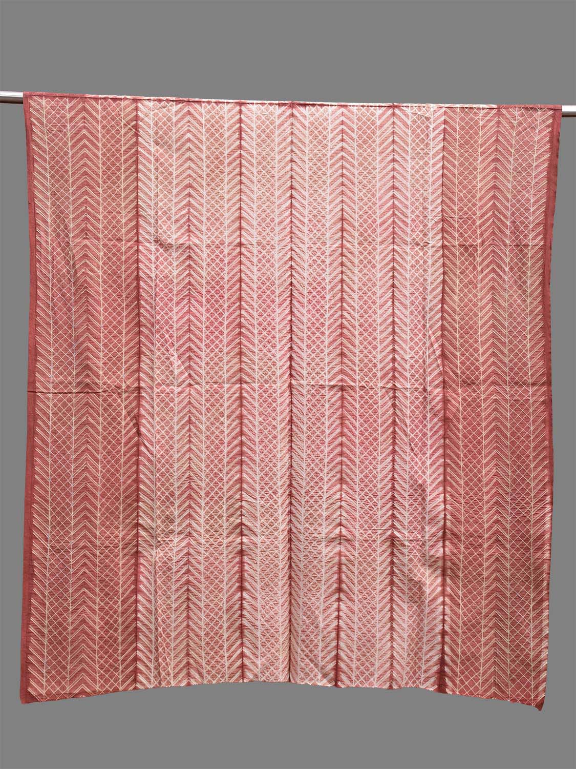 Light Peach Shibori Cotton Handloom Fabric Top with Zig-Zag Design dm0064