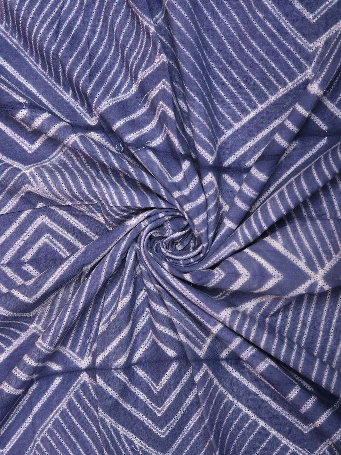 Blue Shibori Cotton Handloom Fabric Top with Grill and Strips Design dm0065
