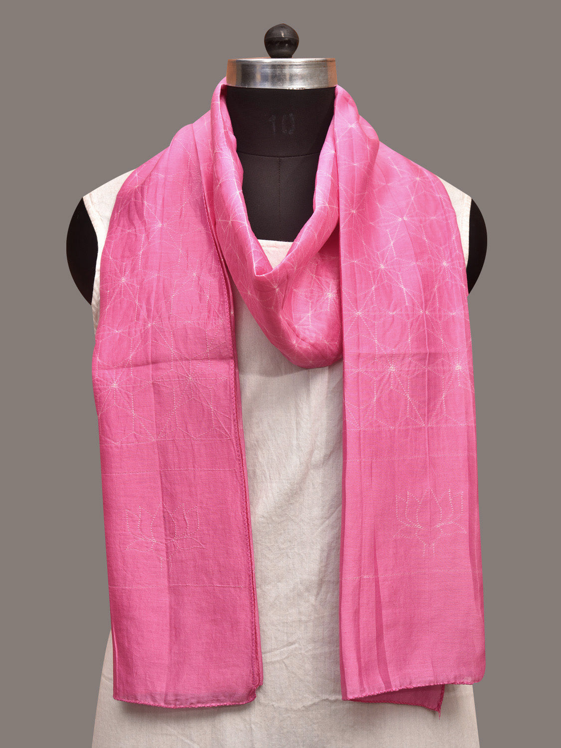 Baby Pink Shibori Sico Stole with Grill Design ds3603