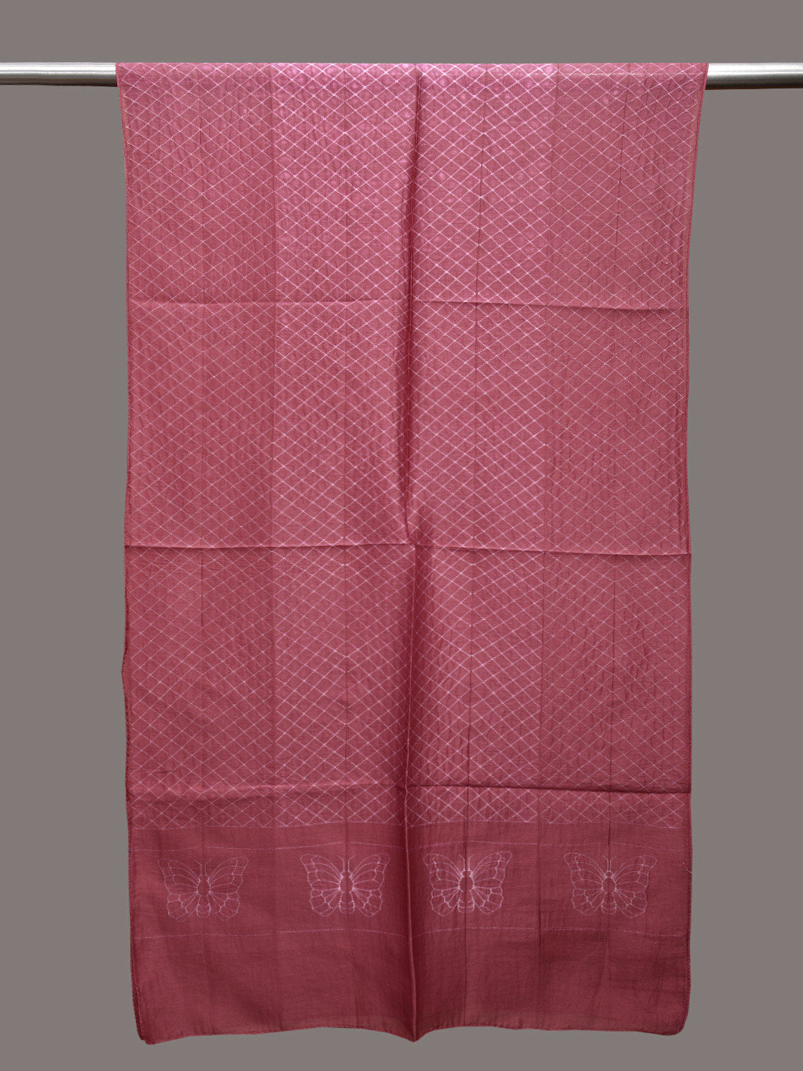 Burgundy Shibori Sico Stole with Checks Design ds3604