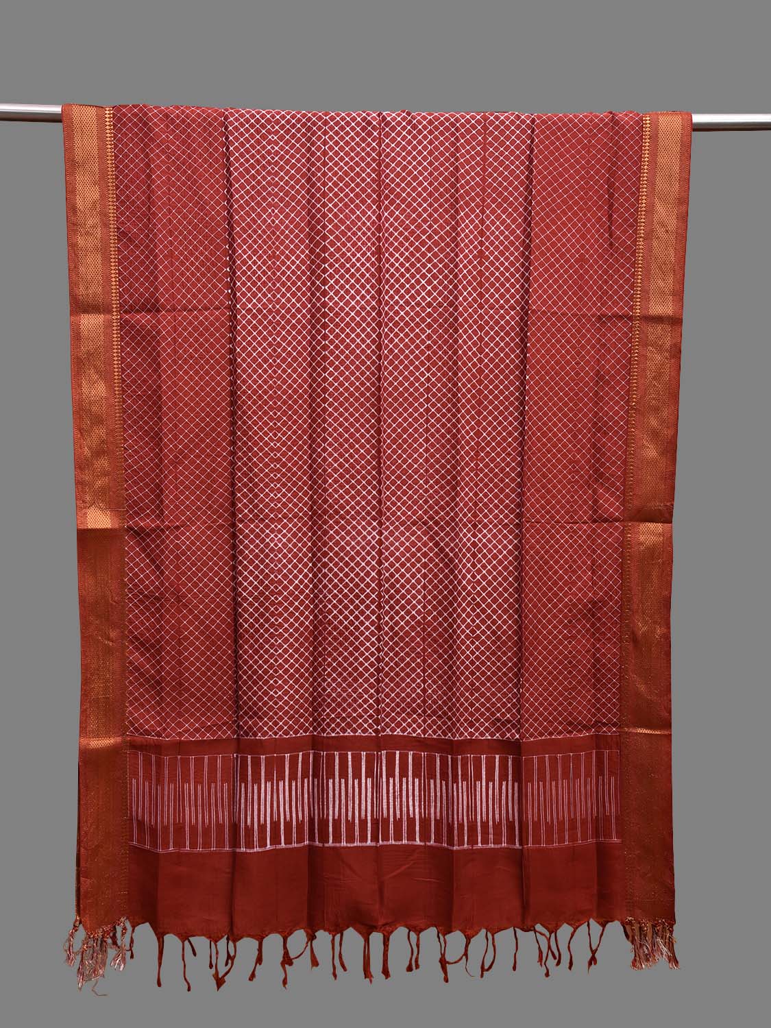 Rust Shibori Mangalgiri Sico Dupatta with Grill Design ds3694