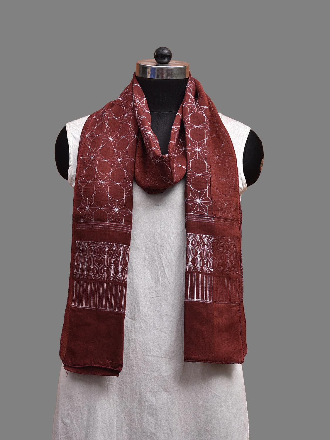 Brown Shibori Sico Stole with Grill Design ds3698