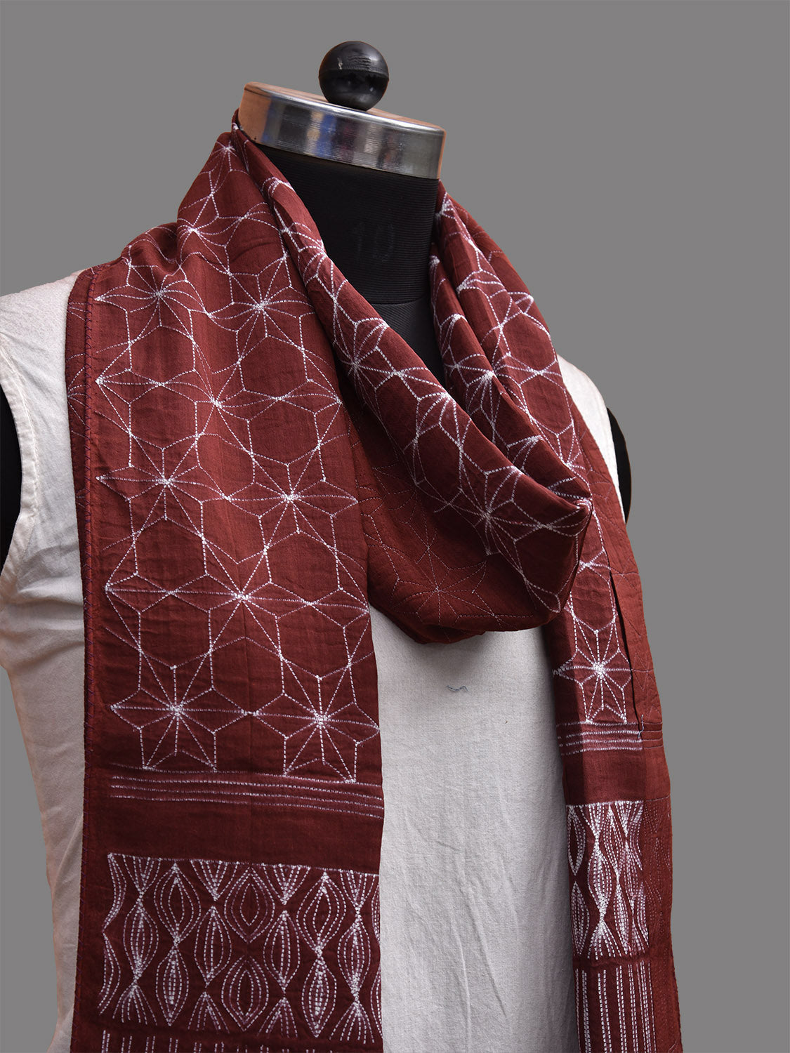 Brown Shibori Sico Stole with Grill Design ds3698
