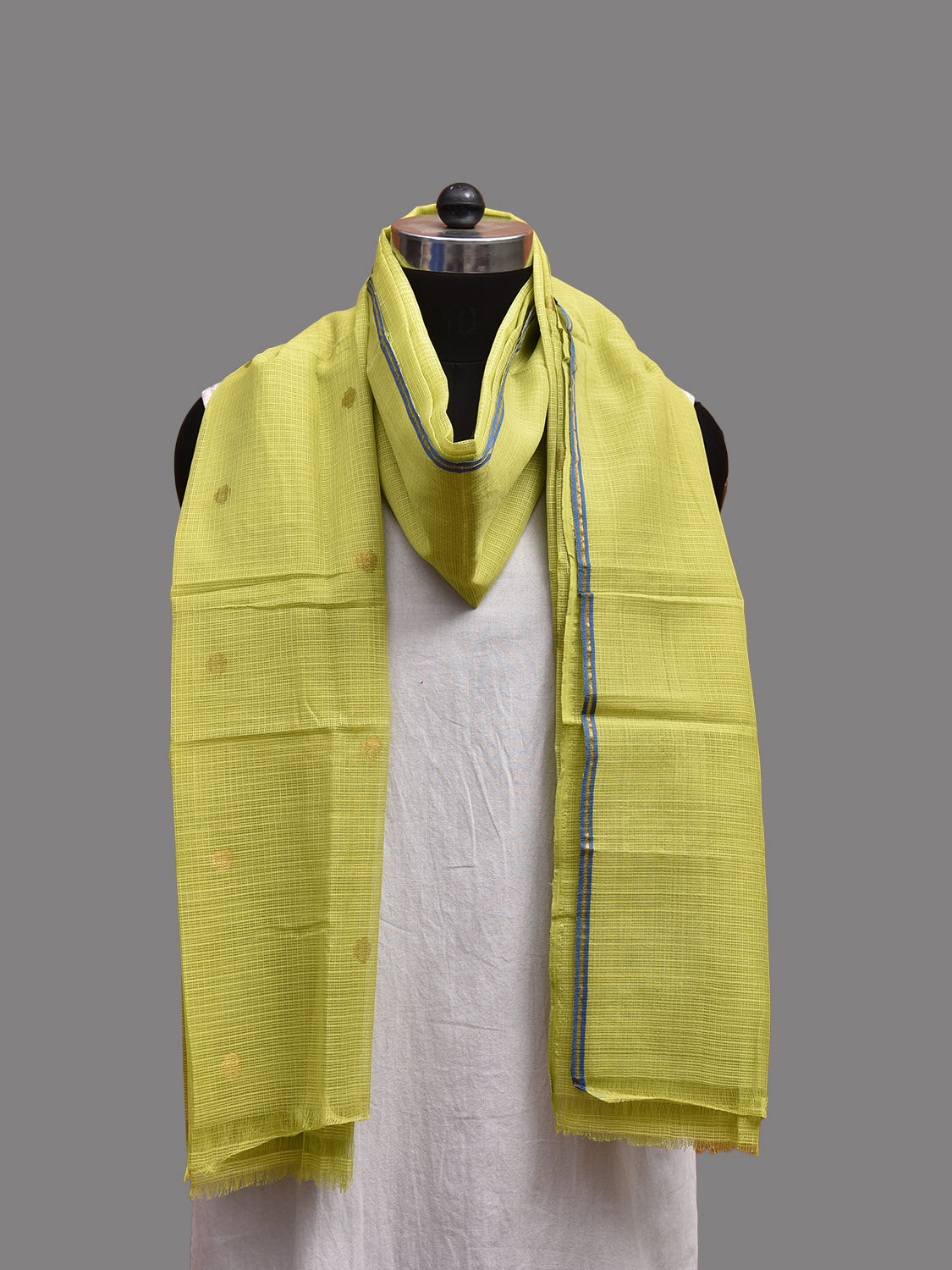 Light Green Kota Cotton Dupatta with Round Buta Design ds3702