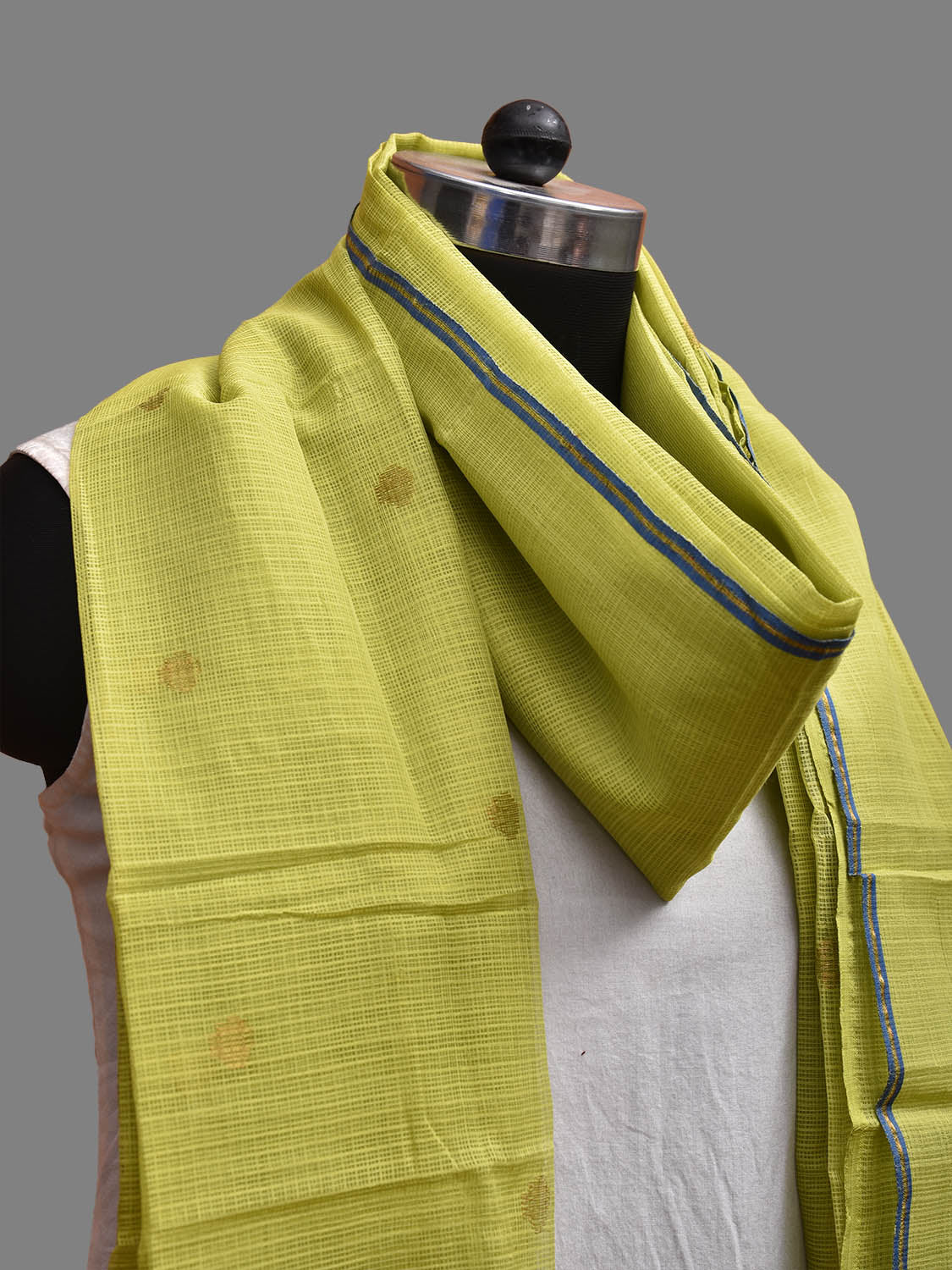 Light Green Kota Cotton Dupatta with Round Buta Design ds3702