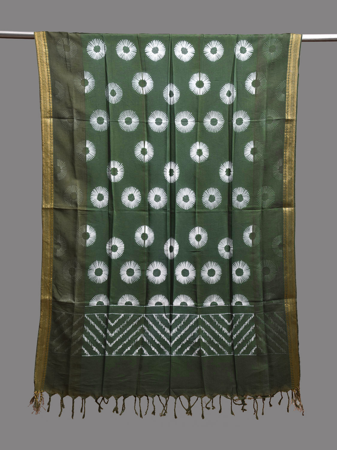Green Shibori Mangalgiri Sico Dupatta with Zari Border Design ds3808