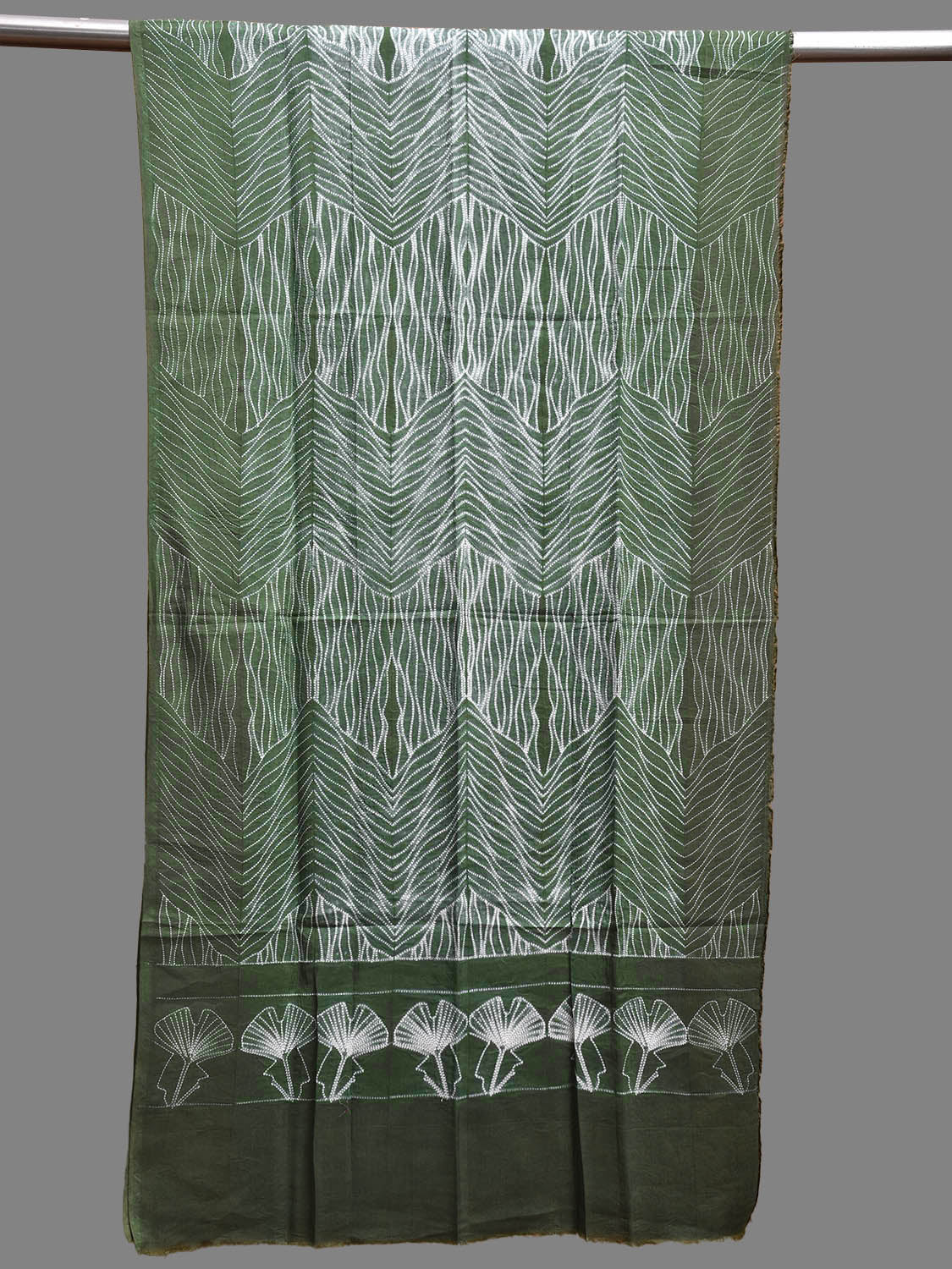 Green Shibori Cotton Stole with Zig-Zag Design ds3813