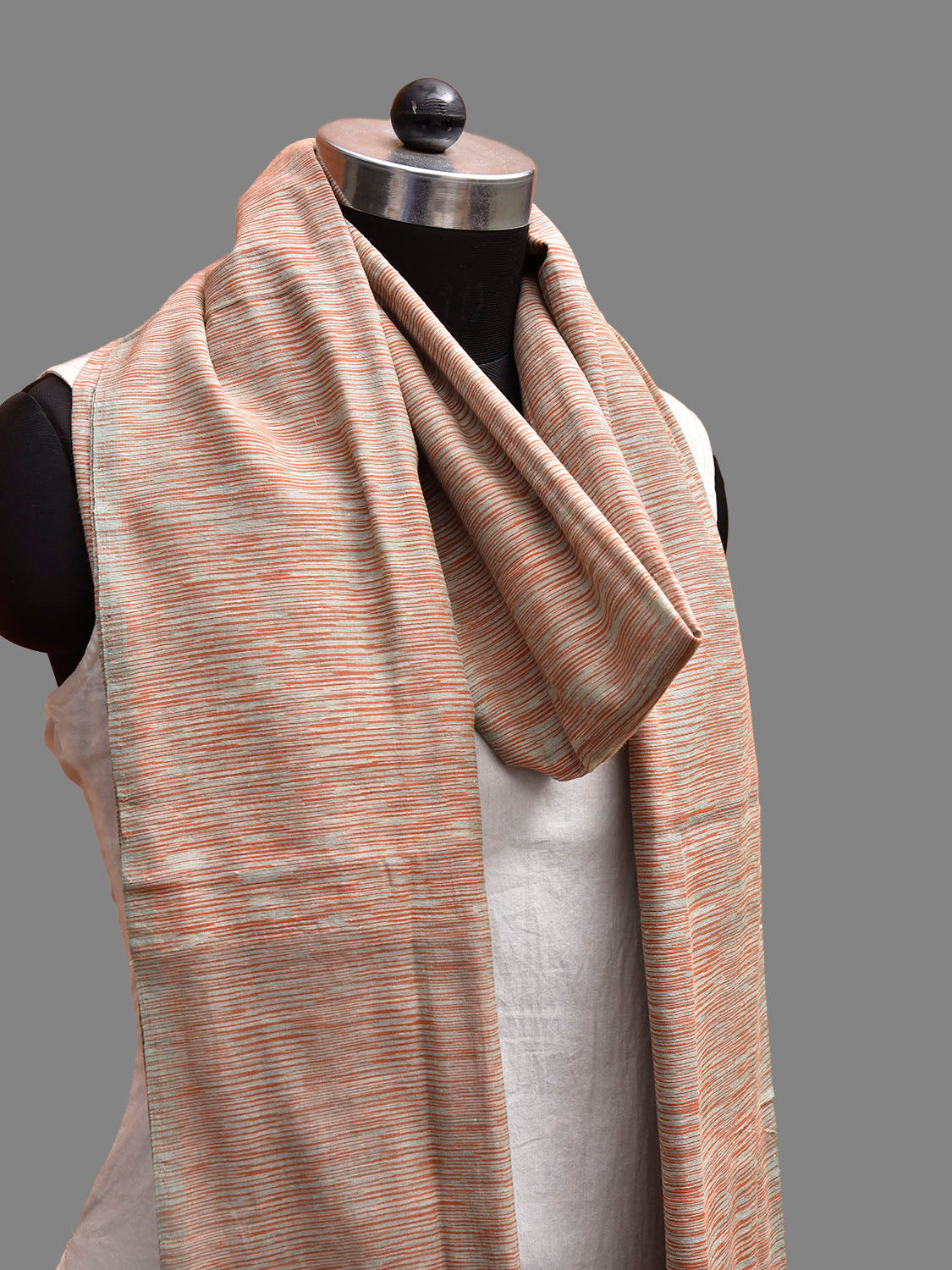 Rust and Sea Green Mangalgiri Cotton Dupatta with Strips Design ds3831