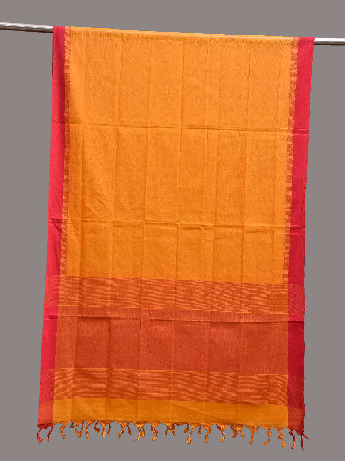 Orange and Pink Mangalgiri Cotton Dupatta with Strips Pallu Design ds3840