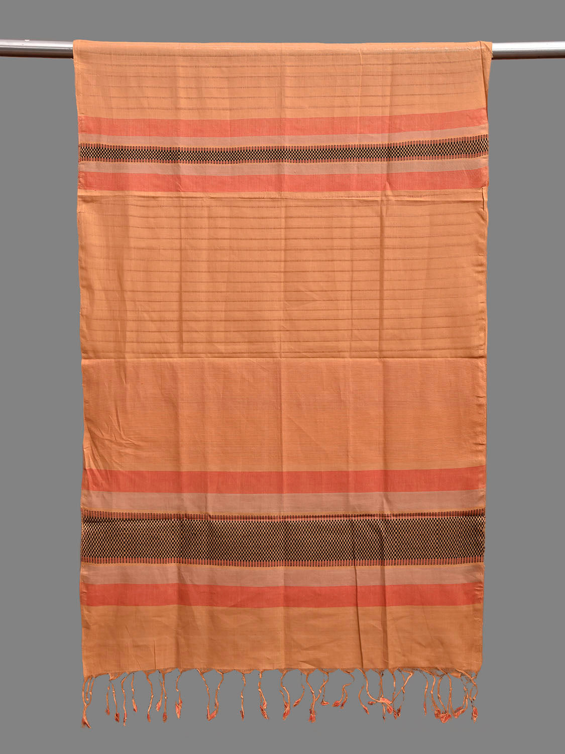 Fawn Mangalgiri Cotton Handloom Stole with Strips Design ds3903