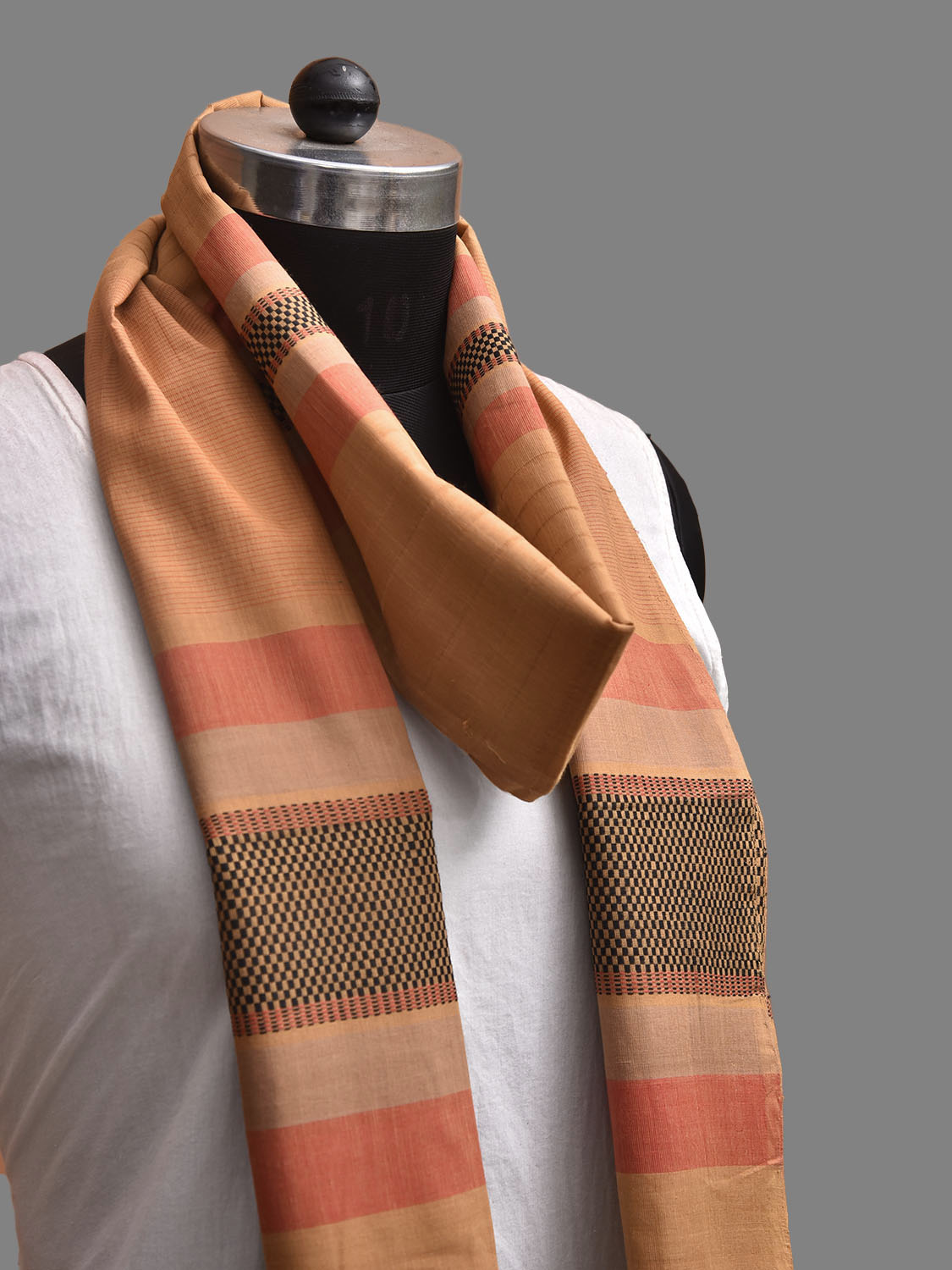 Fawn Mangalgiri Cotton Handloom Stole with Strips Design ds3903