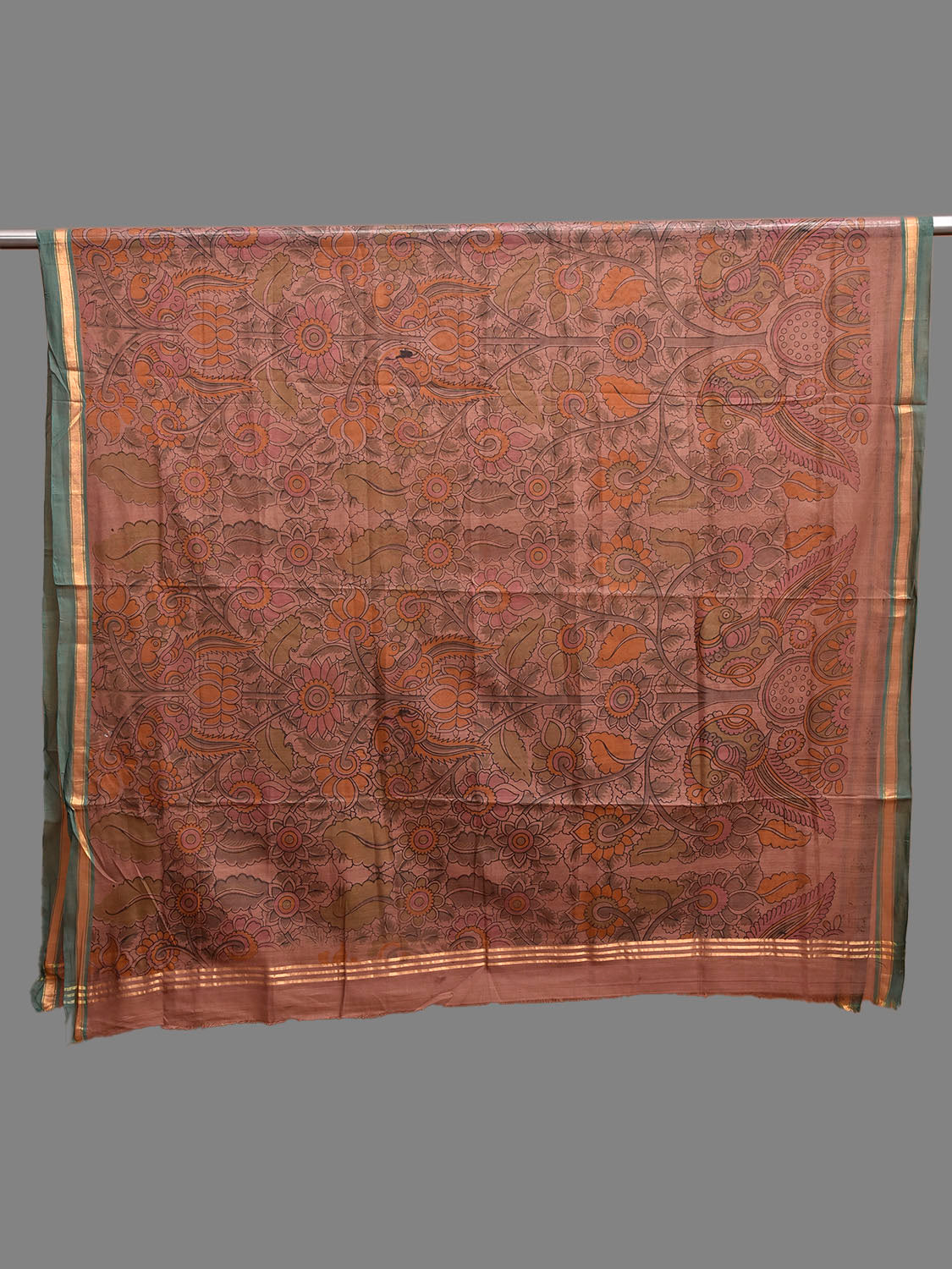 Light Brown Venkatagiri Cotton Dupatta with Kalamkari Print Design ds3906