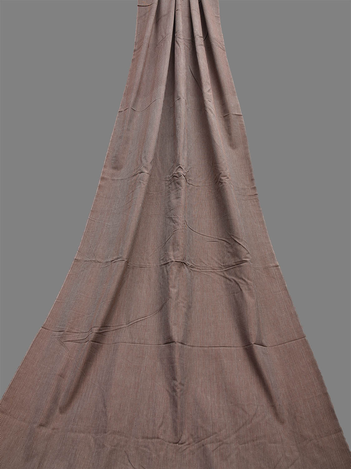 Brown Khadi Cotton Handloom 2.5mts Fabric with Strips Design f0268