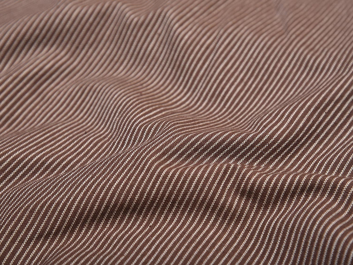 Brown Khadi Cotton Handloom 2.5mts Fabric with Strips Design f0268