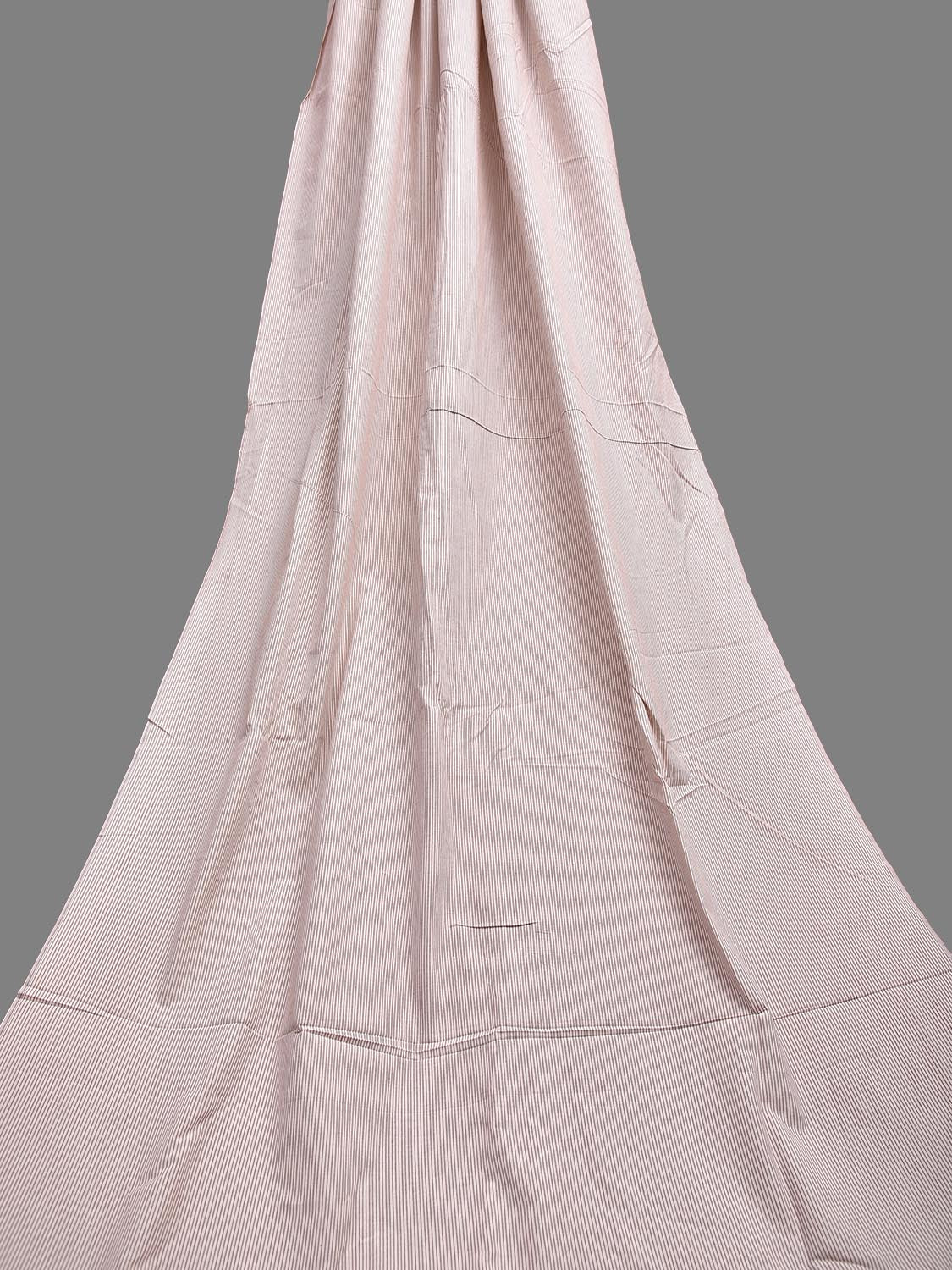 White Khadi Cotton Handloom 2.5mts Fabric with Strips Design f0270
