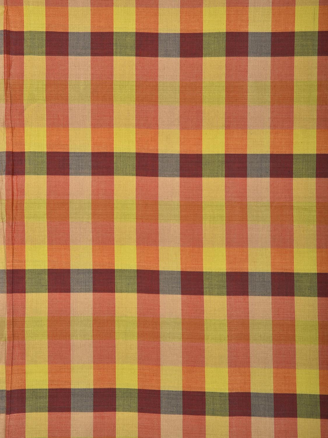 Multicolor Cotton Handloom 2.5mts Fabric with Checks Design f0271