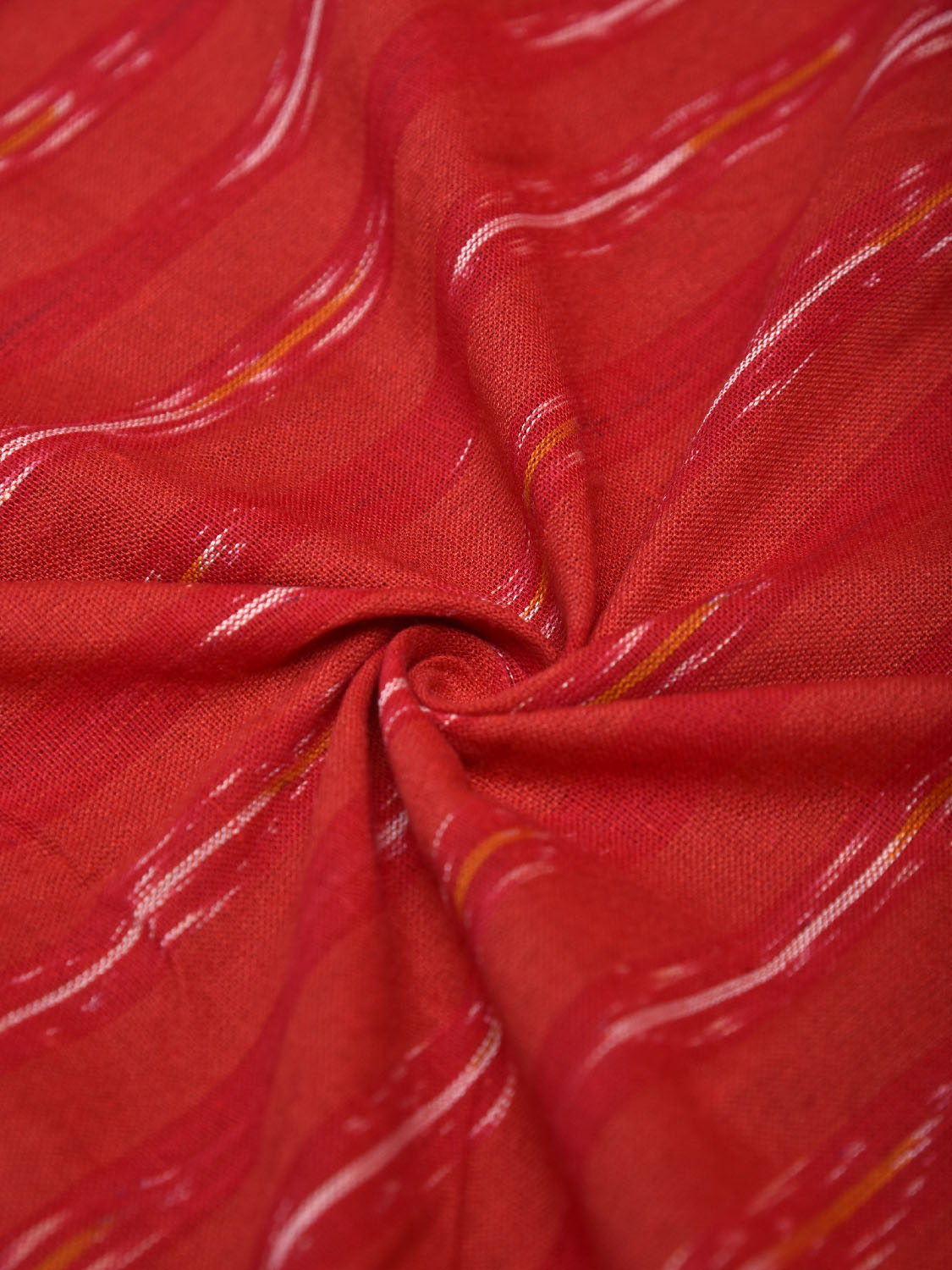Red Pochampally Ikat Cotton 3mts Fabric with Arrowhead Buta Design f0296