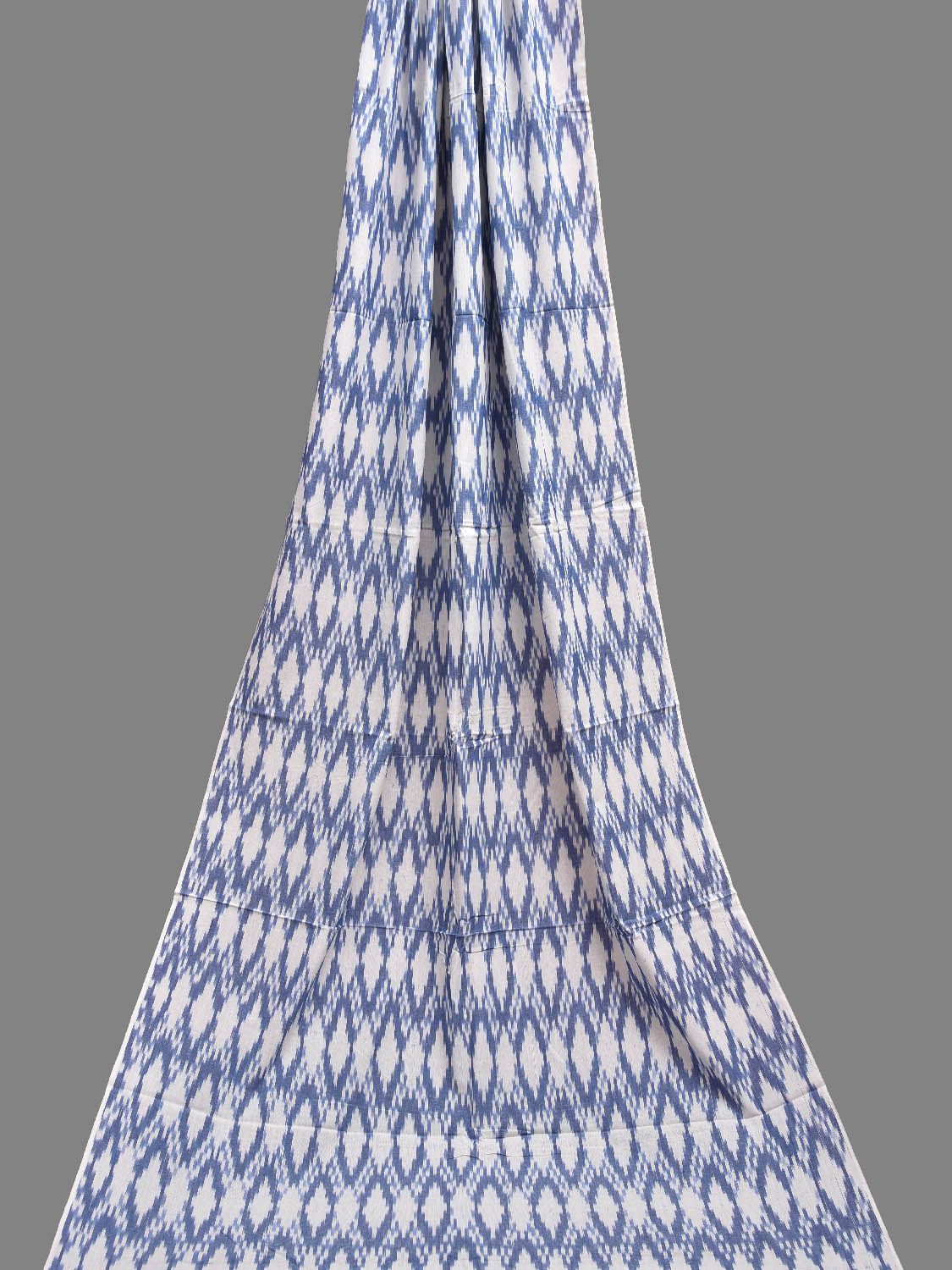 Blue and White Pochampally Ikat Cotton 3mts Fabric with Grill Design f0299