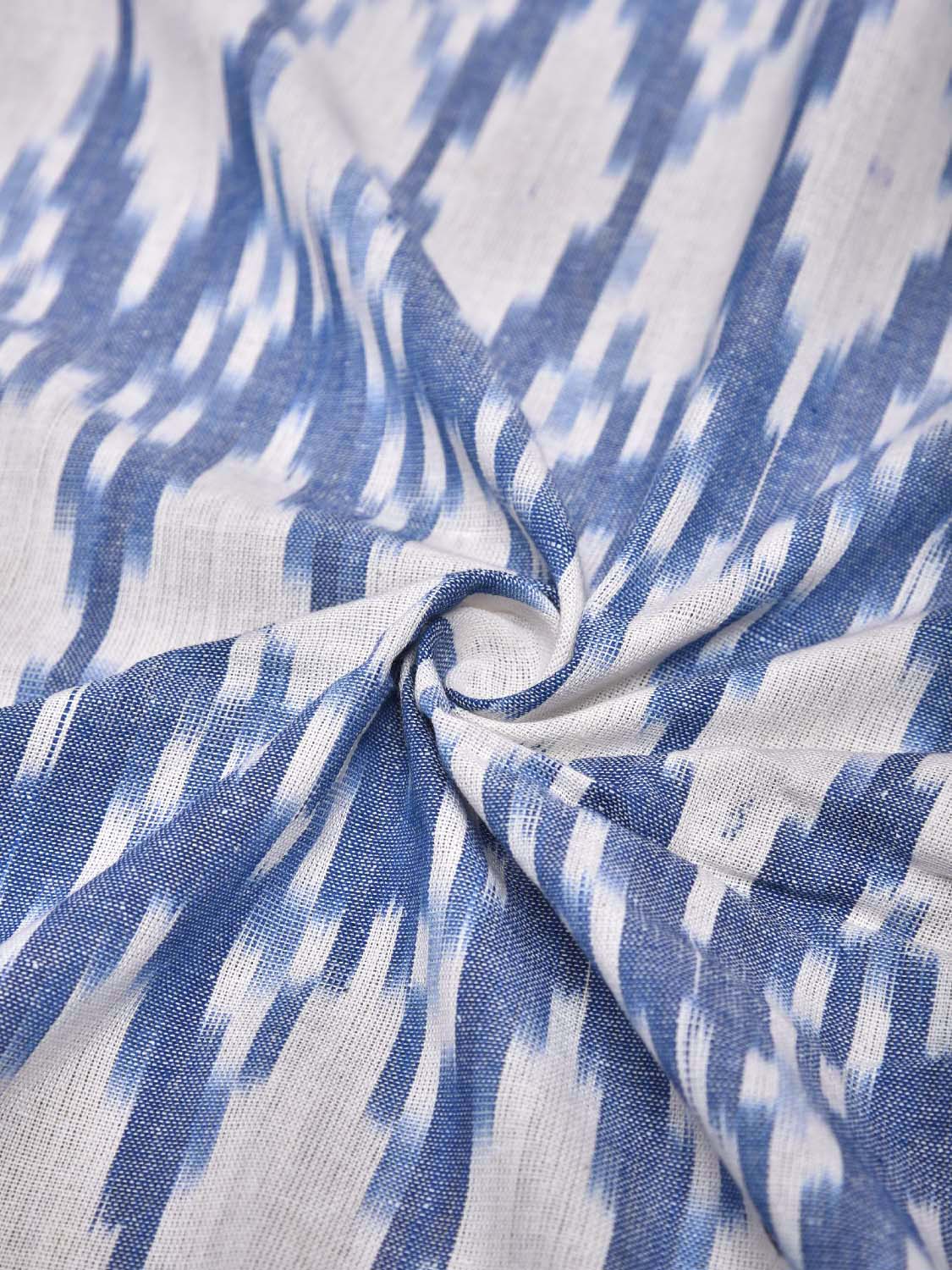 Blue and White Pochampally Ikat Cotton 3mts Fabric with Grill Design f0299