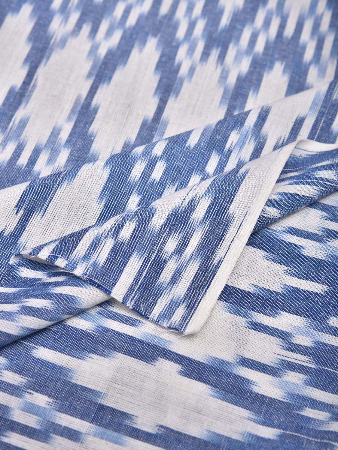 Blue and White Pochampally Ikat Cotton 3mts Fabric with Grill Design f0299