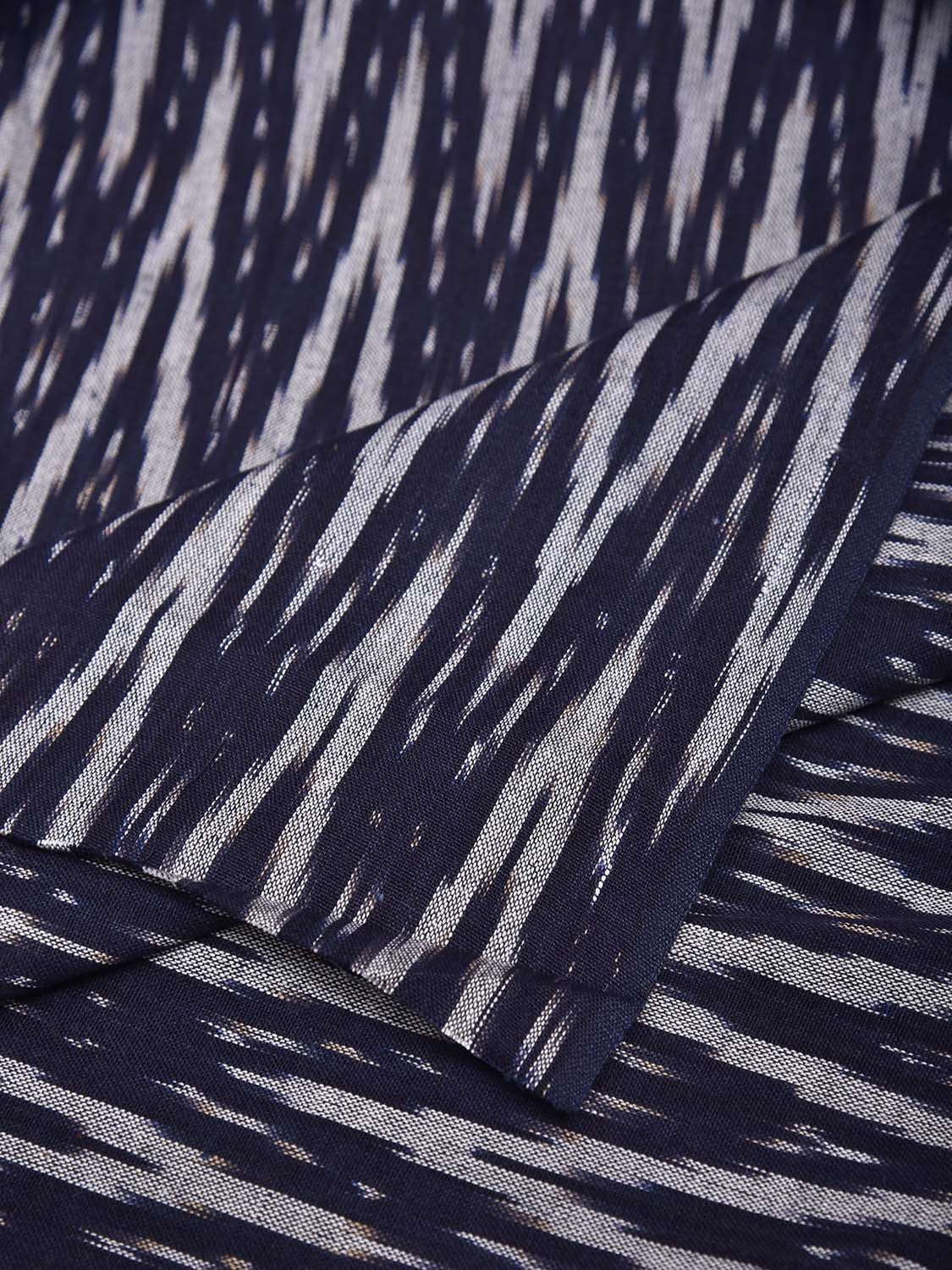 Navy and Grey Pochampally Ikat Cotton 3mts Fabric with Zig-Zag Design f0302